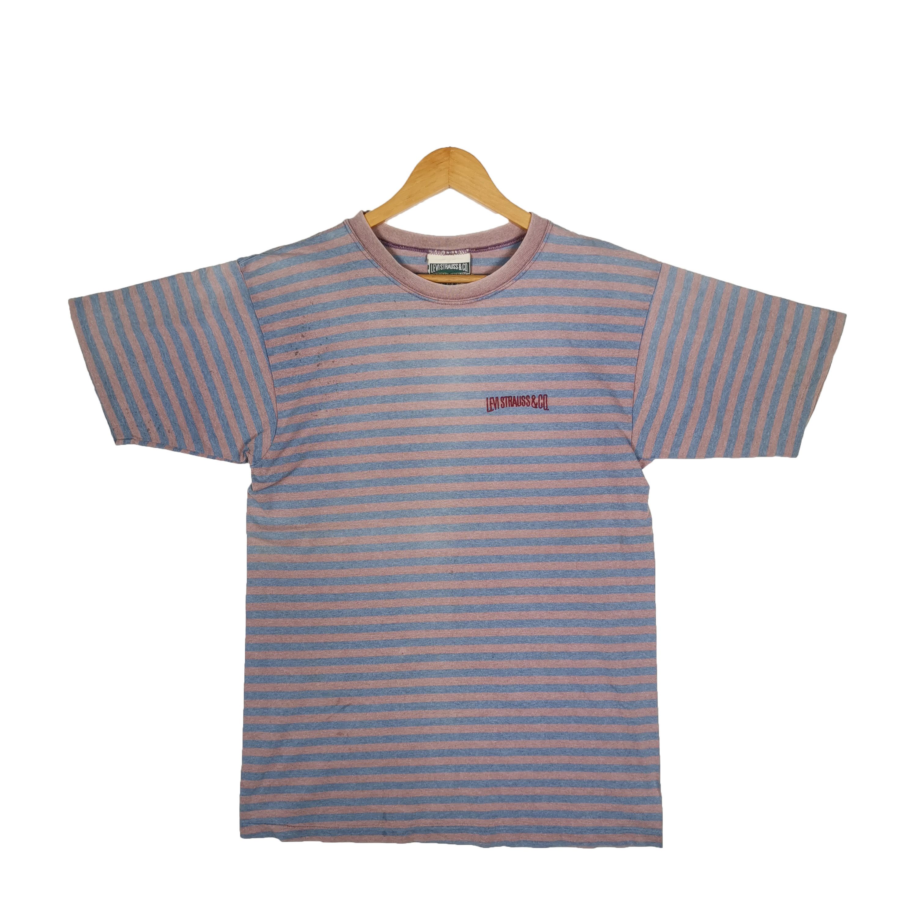 Levi's × Vintage Vintage Lev's T Shirt Levi Strauss & Co Stripe Crewneck Tees Size US M / EU 48-50 / 2 - 1 Thumbnail