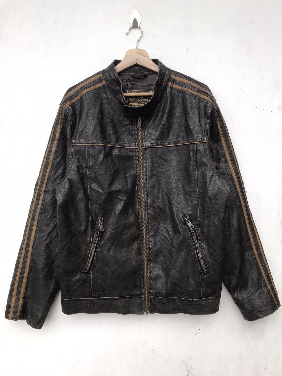 image of Vintage Arizona Biker Leather Jacket, Men's (Size Medium)