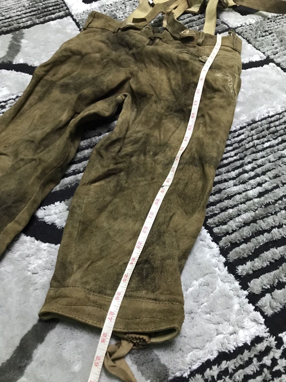 Leather 🔥Rare🔥Stockerpoint Lederhose Braces justin3 Bison Antique Size US 32 / EU 48 - 14 Thumbnail