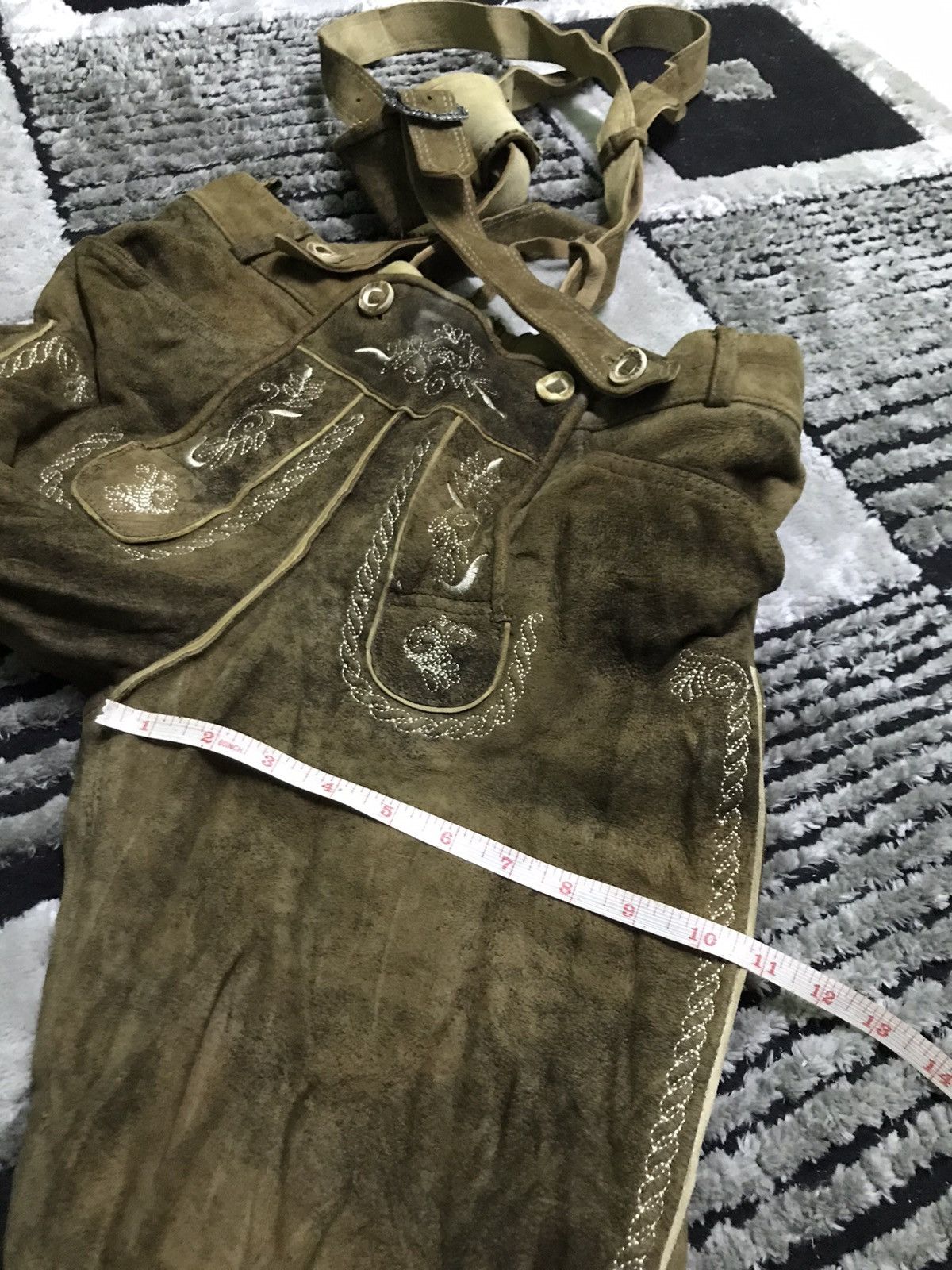 Leather 🔥Rare🔥Stockerpoint Lederhose Braces justin3 Bison Antique Size US 32 / EU 48 - 18 Thumbnail