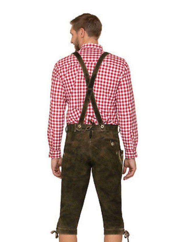 Leather 🔥Rare🔥Stockerpoint Lederhose Braces justin3 Bison Antique Size US 32 / EU 48 - 3 Thumbnail