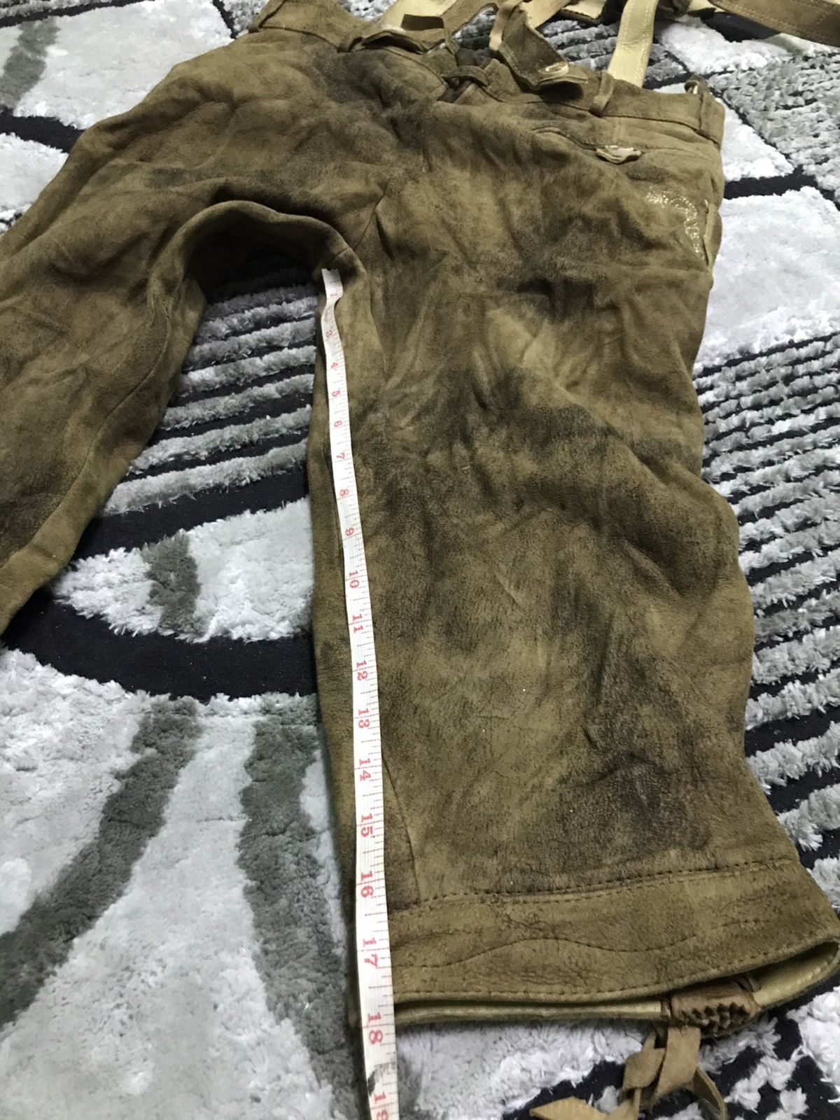 Leather 🔥Rare🔥Stockerpoint Lederhose Braces justin3 Bison Antique Size US 32 / EU 48 - 16 Thumbnail