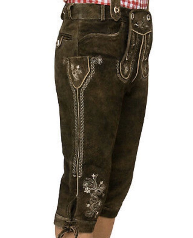 Leather 🔥Rare🔥Stockerpoint Lederhose Braces justin3 Bison Antique Size US 32 / EU 48 - 4 Thumbnail