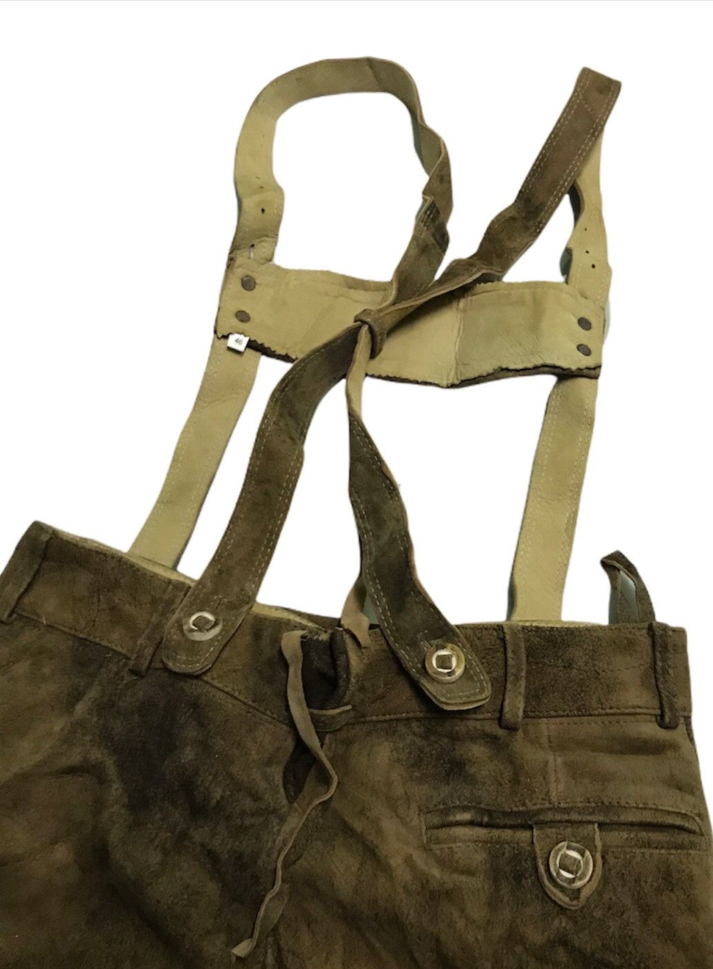 Leather 🔥Rare🔥Stockerpoint Lederhose Braces justin3 Bison Antique Size US 32 / EU 48 - 10 Thumbnail
