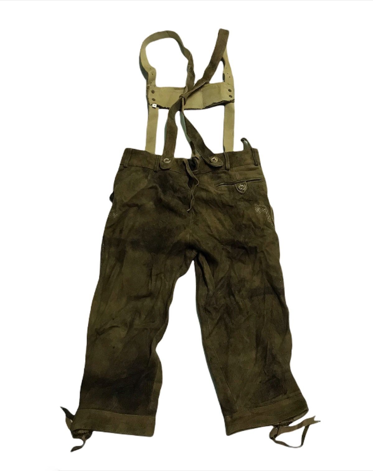 Leather 🔥Rare🔥Stockerpoint Lederhose Braces justin3 Bison Antique Size US 32 / EU 48 - 9 Thumbnail