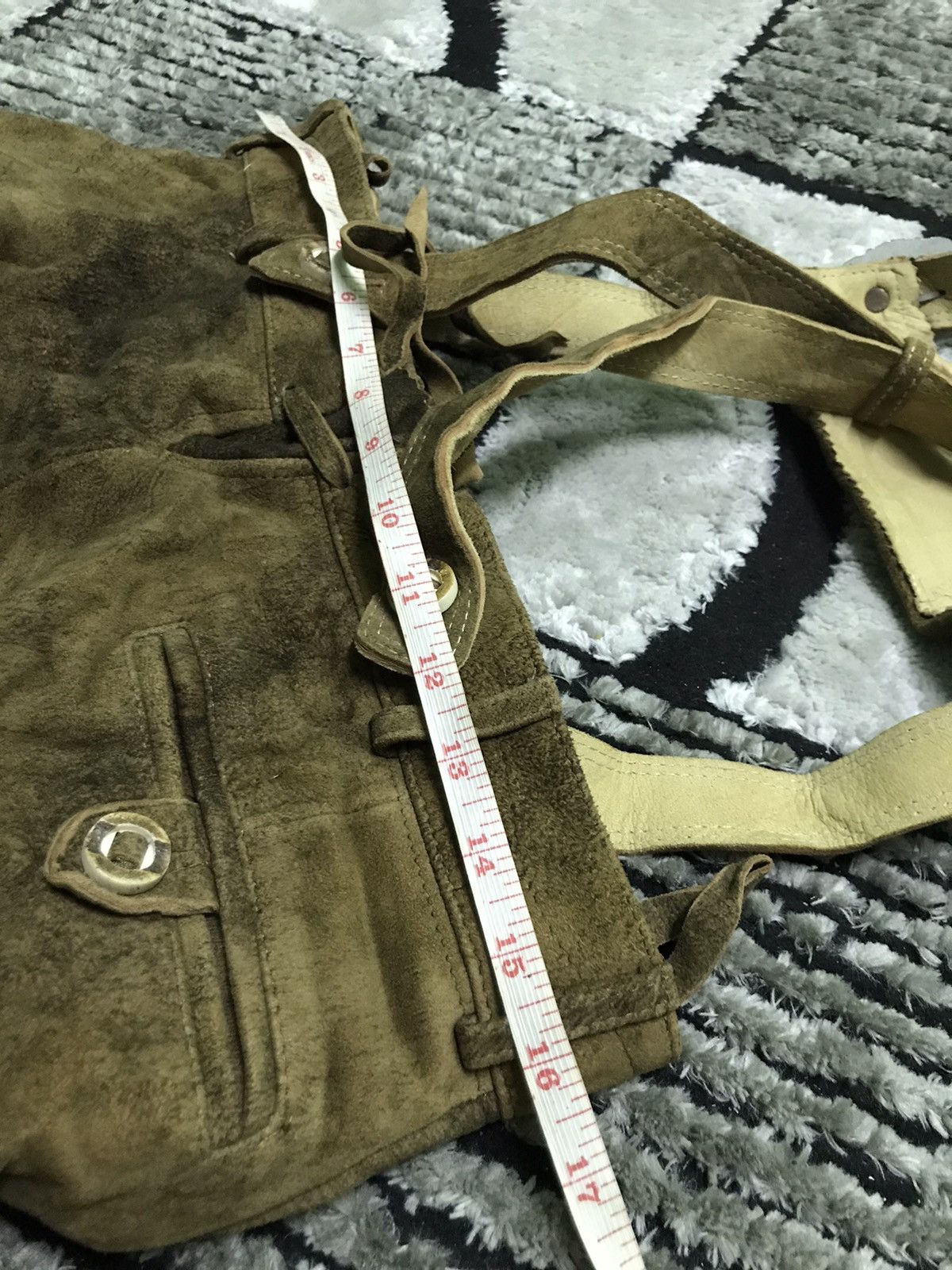 Leather 🔥Rare🔥Stockerpoint Lederhose Braces justin3 Bison Antique Size US 32 / EU 48 - 13 Thumbnail