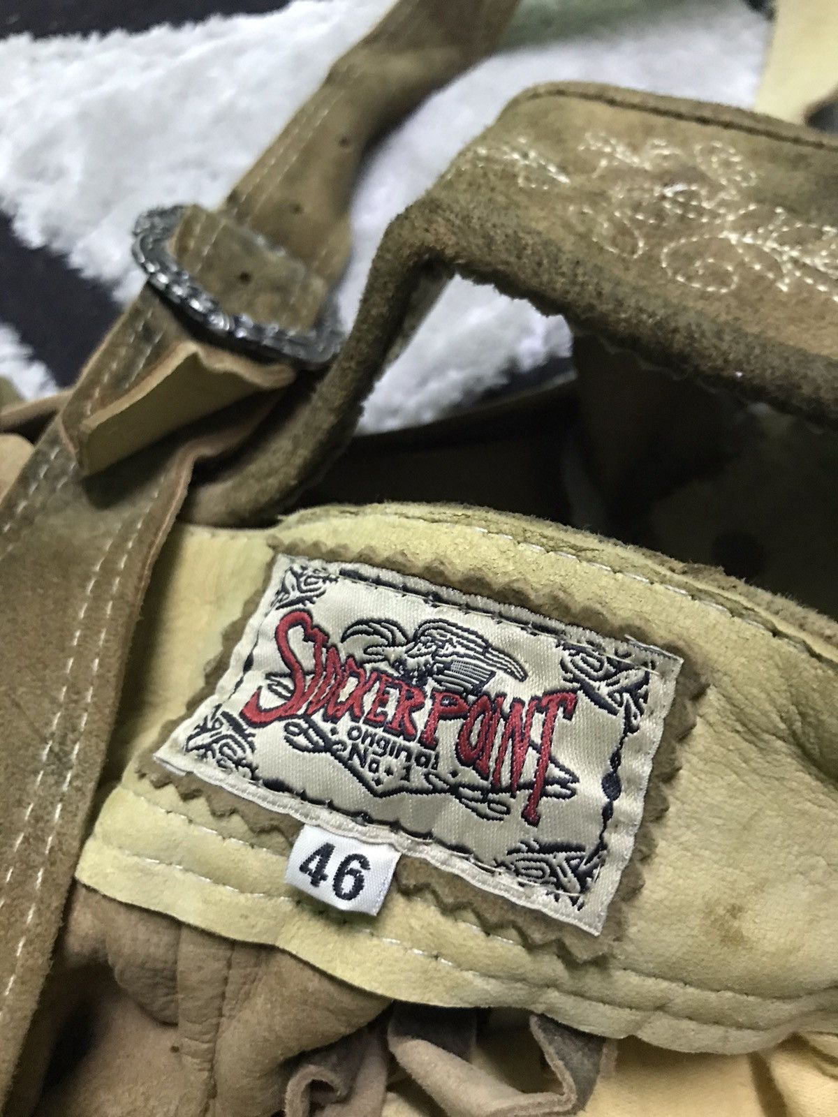 Leather 🔥Rare🔥Stockerpoint Lederhose Braces justin3 Bison Antique Size US 32 / EU 48 - 11 Thumbnail