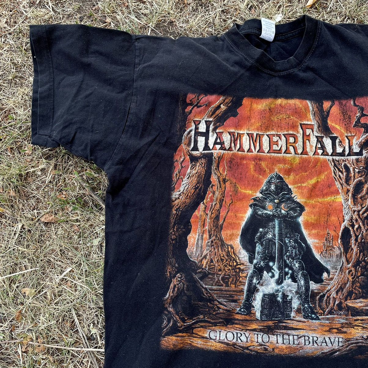 Vintage Vintage 90s Hammerfall Graphic Tee Faded Black Grunge Slim L Size US L / EU 52-54 / 3 - 3 Thumbnail
