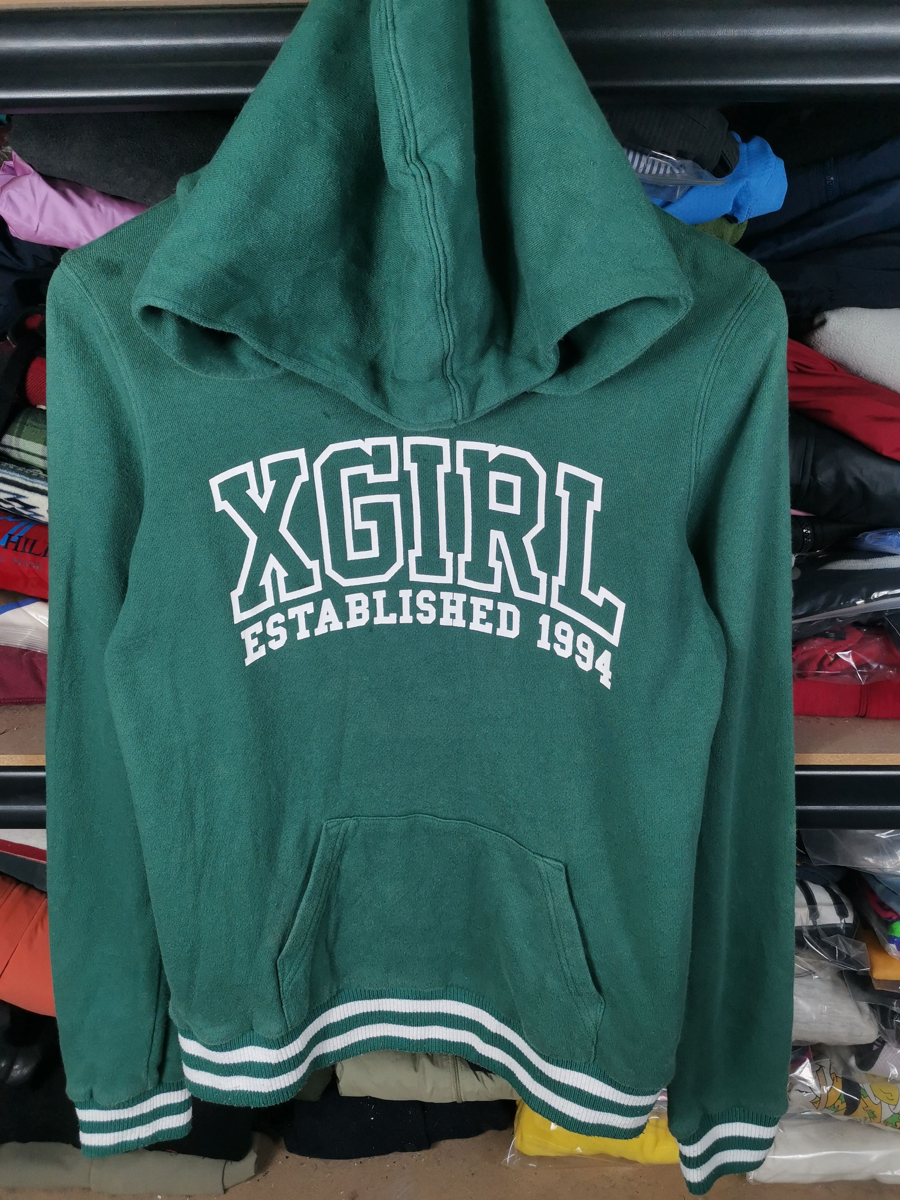 image of Skategang x Vintage X-Girl Pullover Hoodie in Green, Women's (Size Small)