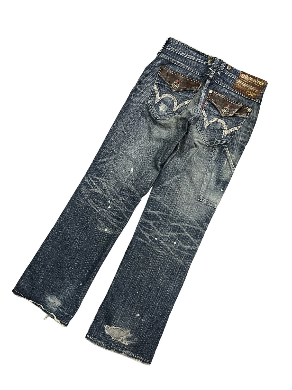 Japanese Brand SICK💥THRASHED EDWIN 503 BLUE TRIP DISTRESSED DENIM PANT Size US 31 - 6 Thumbnail