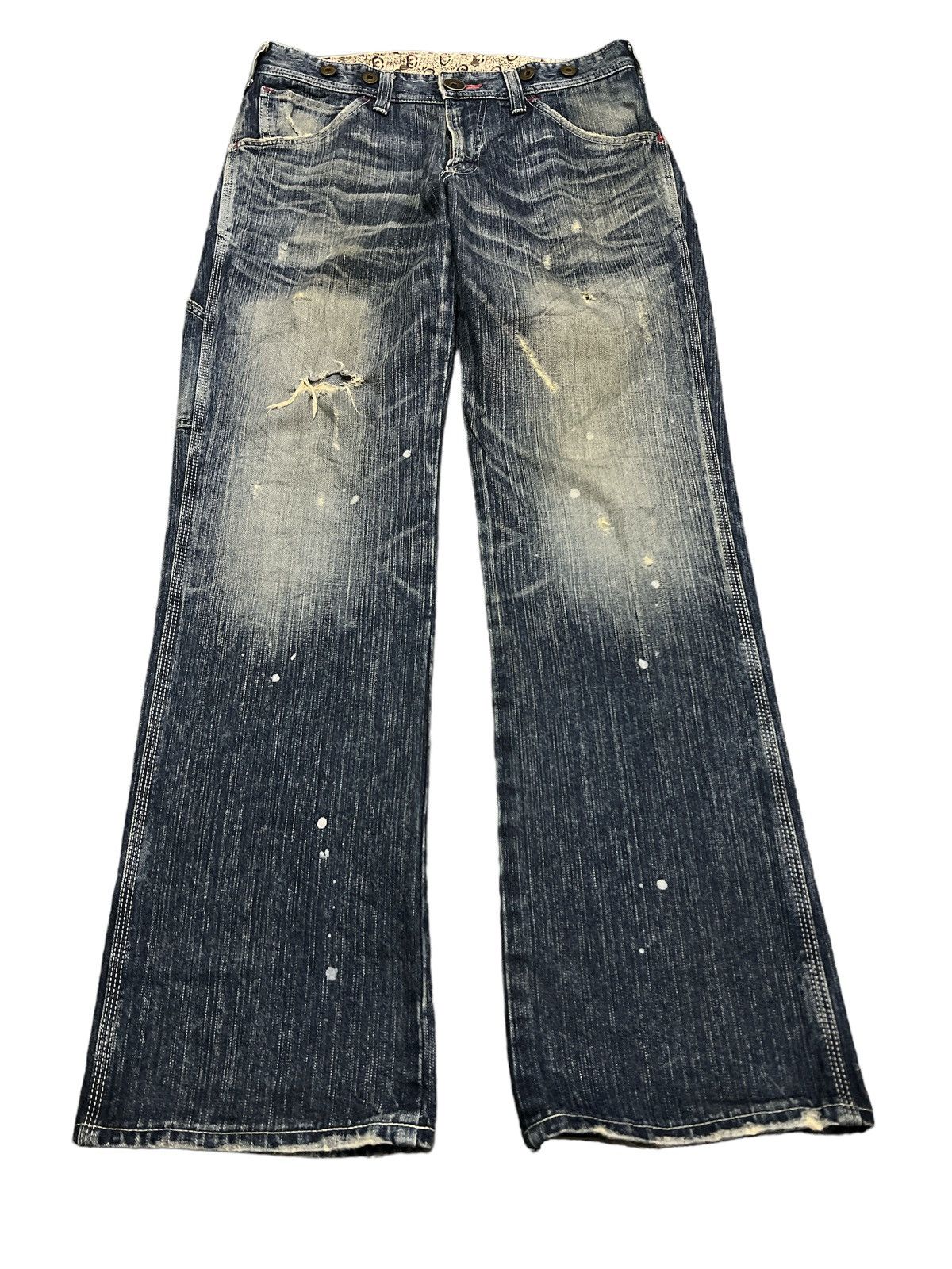 Japanese Brand SICK💥THRASHED EDWIN 503 BLUE TRIP DISTRESSED DENIM PANT Size US 31 - 4 Thumbnail