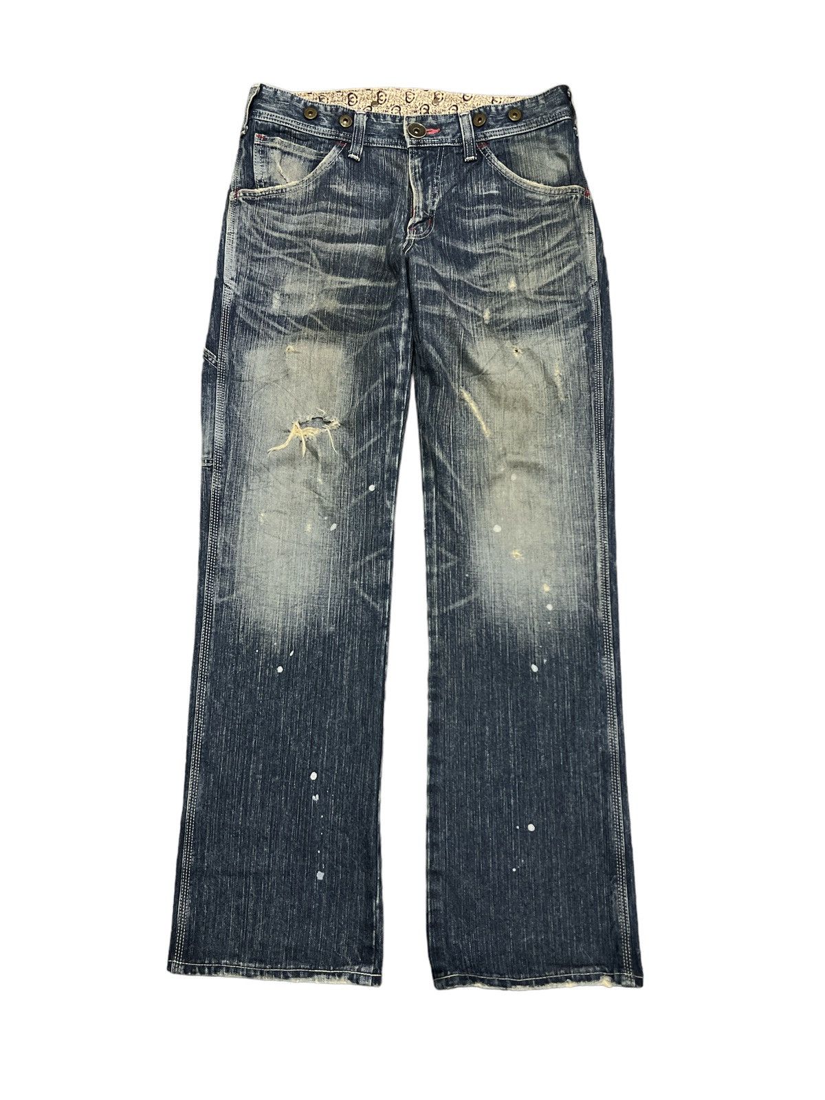 Japanese Brand SICK💥THRASHED EDWIN 503 BLUE TRIP DISTRESSED DENIM PANT Size US 31 - 1 Thumbnail