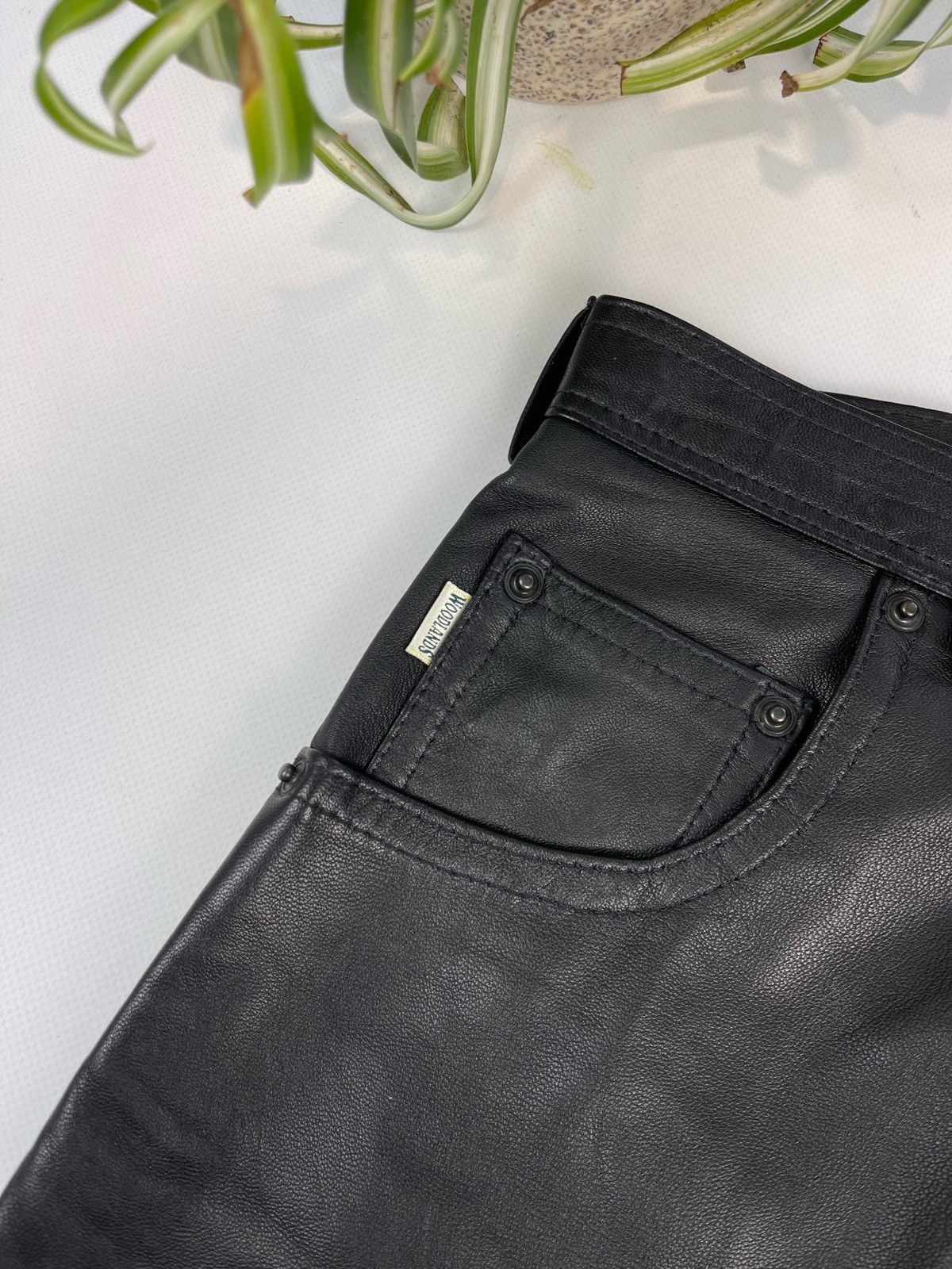 Leather × Vintage 90s Vintage Leather Biker Pants made in England Size US 31 - 10 Thumbnail