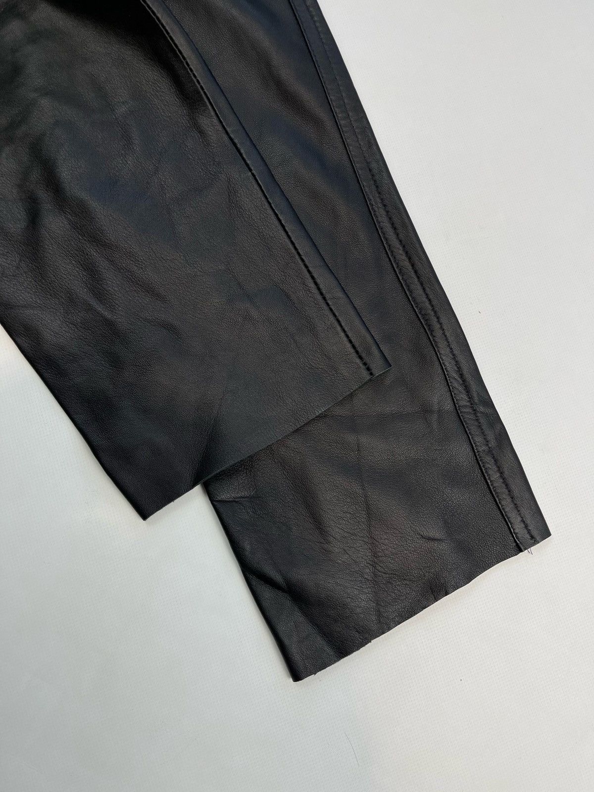 Leather × Vintage 90s Vintage Leather Biker Pants made in England Size US 31 - 15 Thumbnail