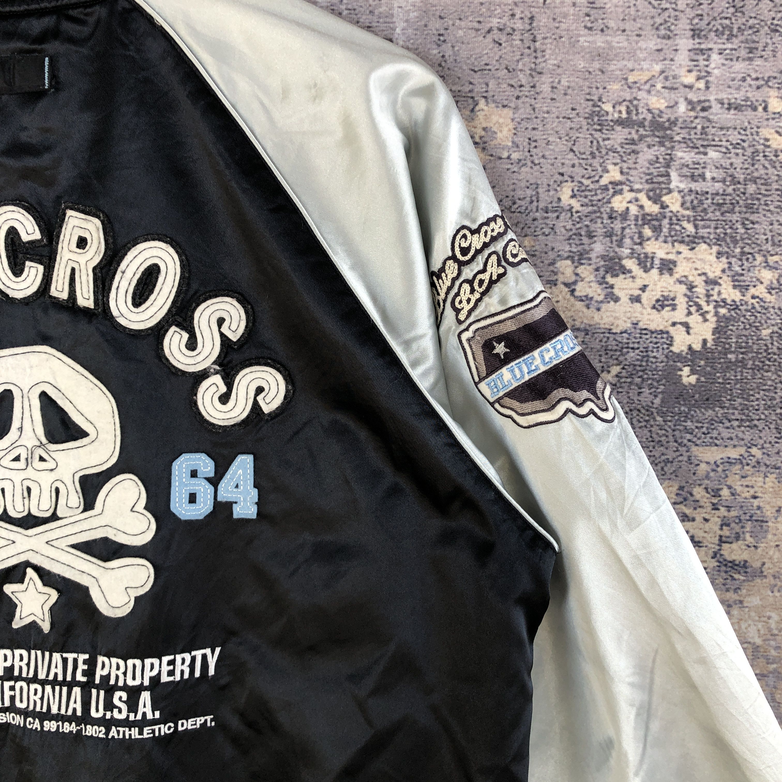 Japanese Brand × Vintage Skulls Baseball Jacket Blue Cross Stussy Bomber Jacket Size US M / EU 48-50 / 2 - 9 Thumbnail