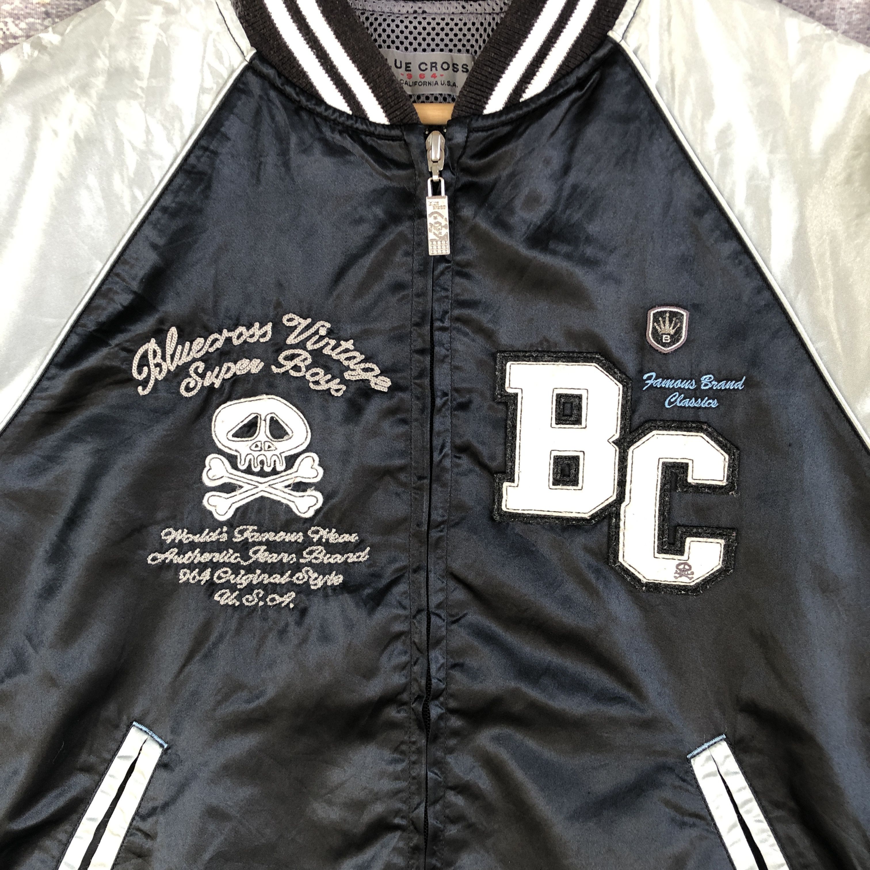 Japanese Brand × Vintage Skulls Baseball Jacket Blue Cross Stussy Bomber Jacket Size US M / EU 48-50 / 2 - 6 Thumbnail