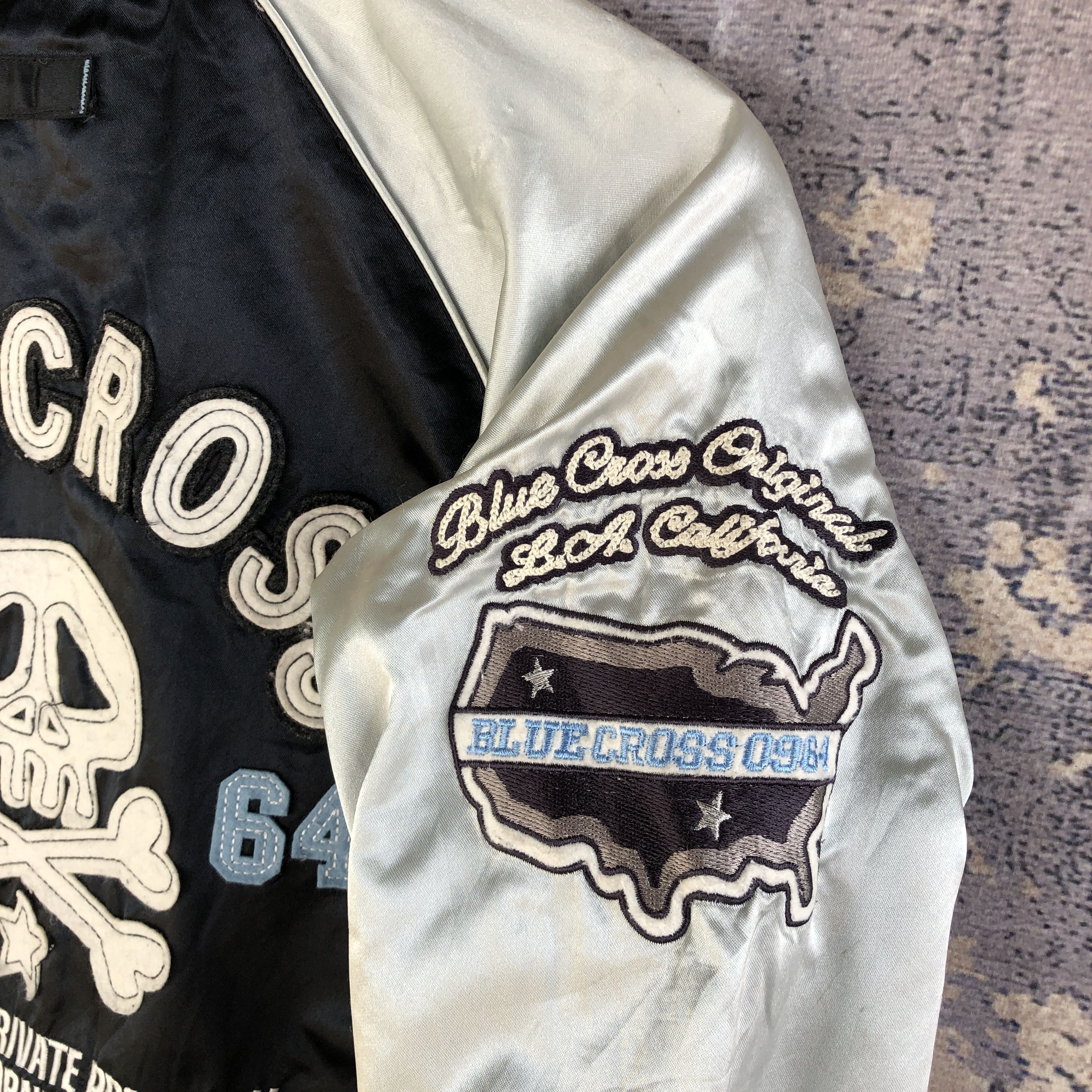 Japanese Brand × Vintage Skulls Baseball Jacket Blue Cross Stussy Bomber Jacket Size US M / EU 48-50 / 2 - 10 Thumbnail