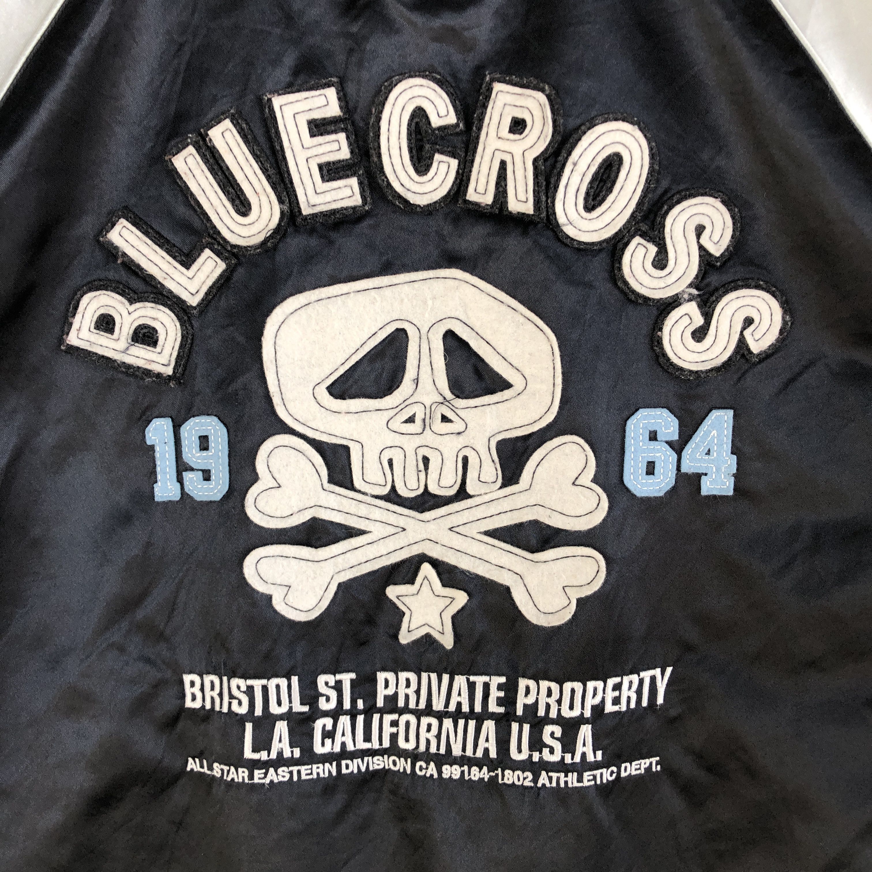 Japanese Brand × Vintage Skulls Baseball Jacket Blue Cross Stussy Bomber Jacket Size US M / EU 48-50 / 2 - 5 Thumbnail