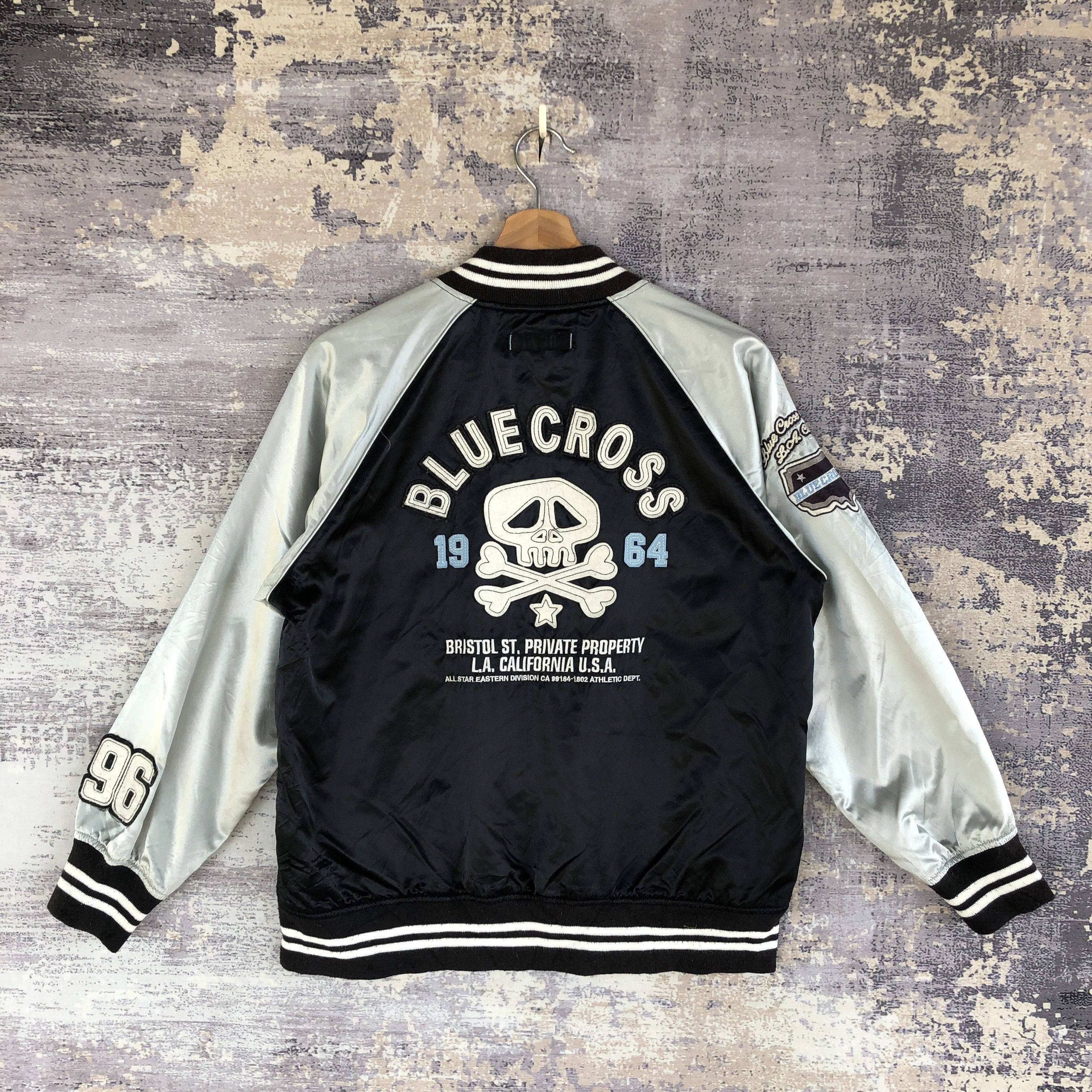 Japanese Brand × Vintage Skulls Baseball Jacket Blue Cross Stussy Bomber Jacket Size US M / EU 48-50 / 2 - 1 Thumbnail