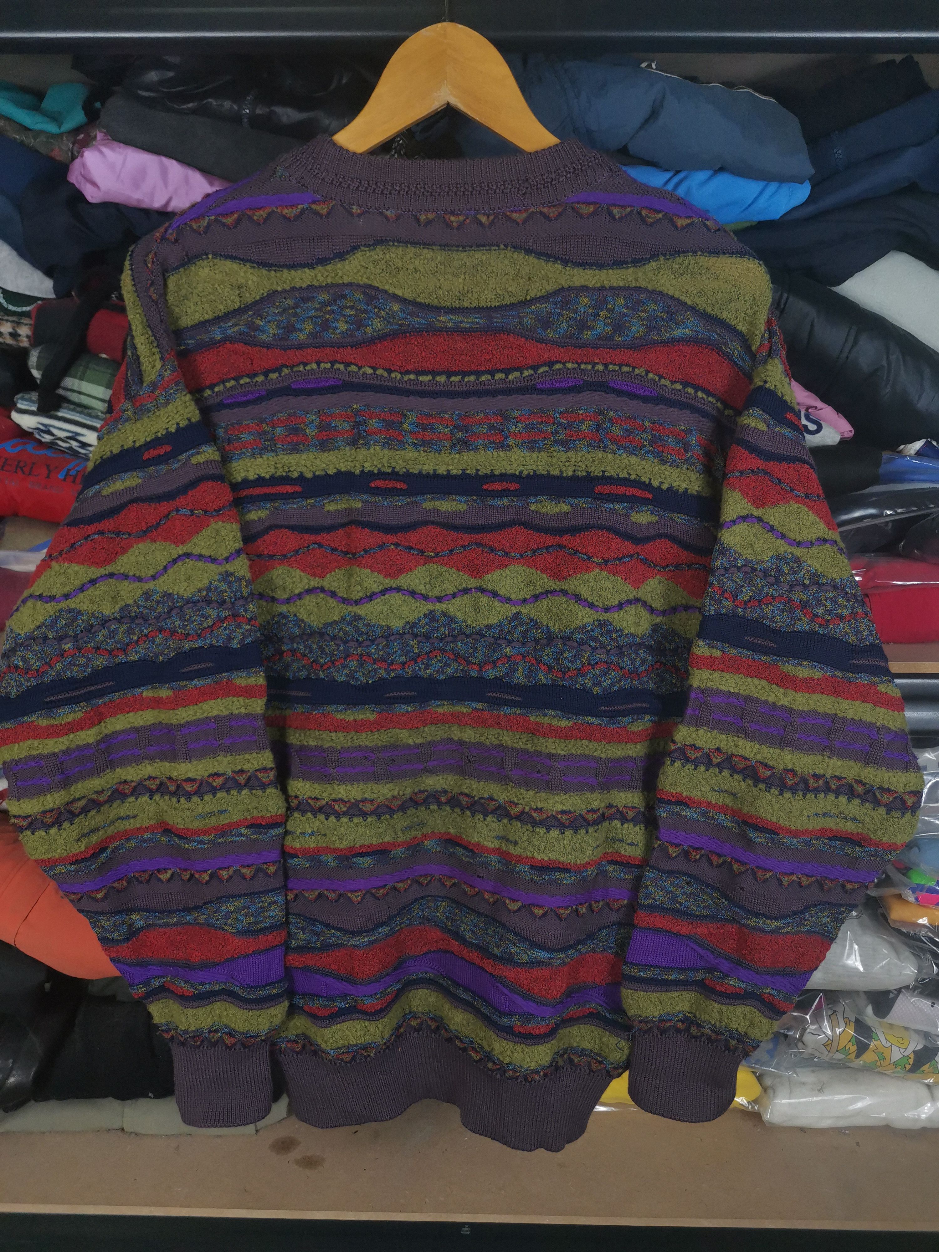 Japanese Brand Vintage 80s Visavis Coogi Style Wool 3D Knited Cardigan Size US M / EU 48-50 / 2 - 2 Thumbnail