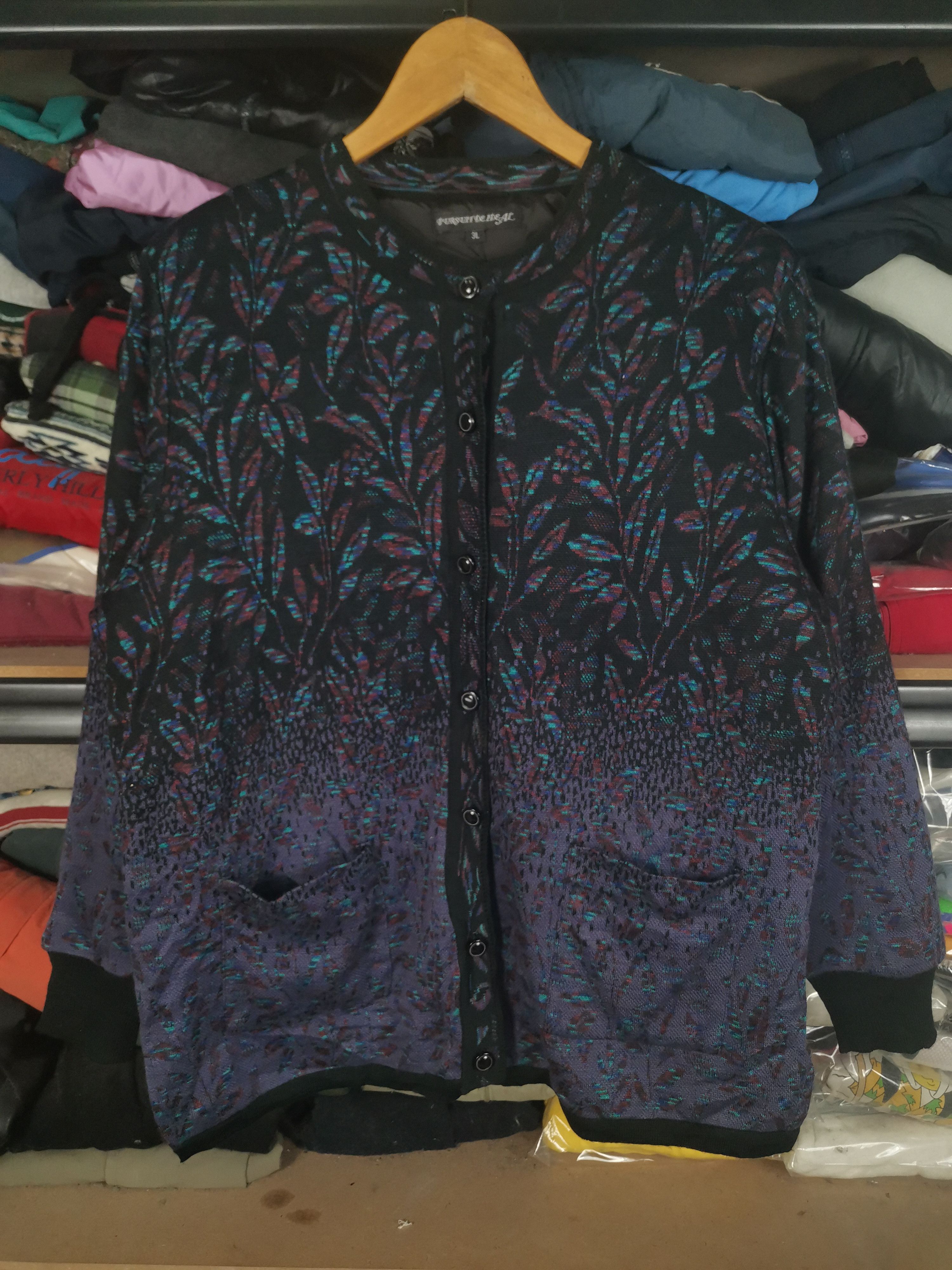 Japanese Brand Vintage Floral Knit Cardigan Jacket Size US L / EU 52-54 / 3 - 1 Thumbnail