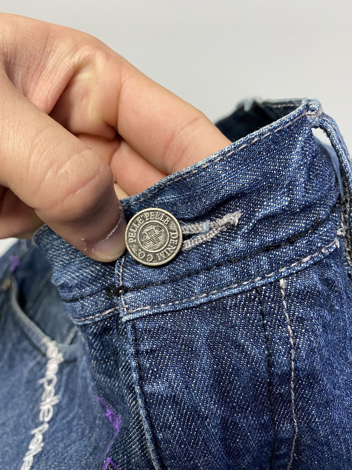 Other Pele Pell by Marc Buchanan Embroidered Logo Blue Denim Jeans Size US 30 / EU 46 - 20 Thumbnail