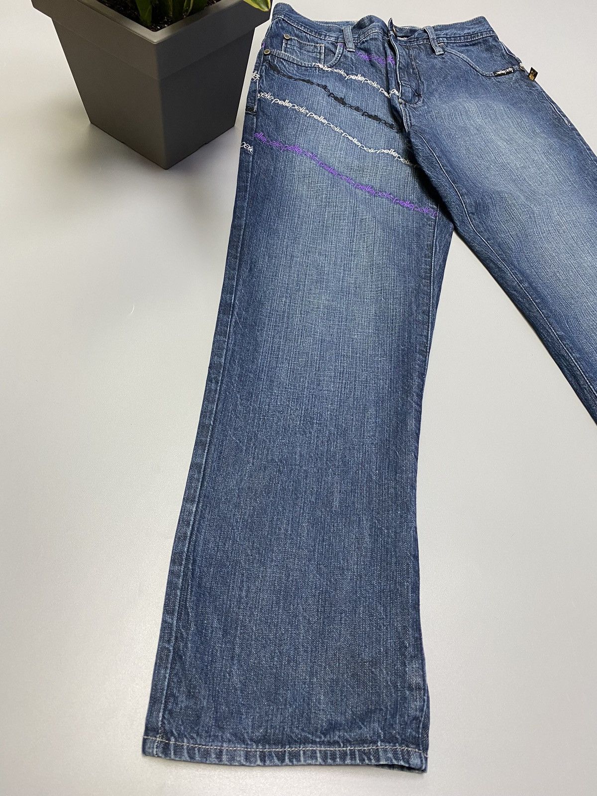 Other Pele Pell by Marc Buchanan Embroidered Logo Blue Denim Jeans Size US 30 / EU 46 - 3 Thumbnail