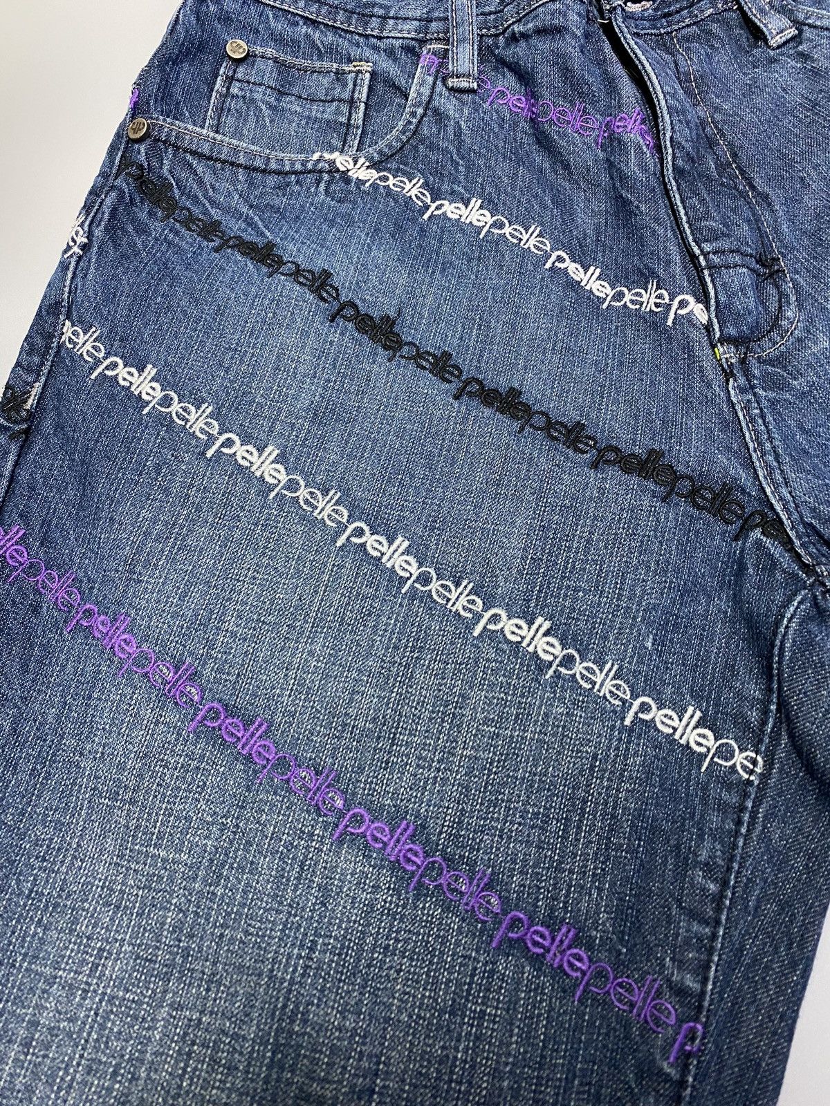 Other Pele Pell by Marc Buchanan Embroidered Logo Blue Denim Jeans Size US 30 / EU 46 - 25 Thumbnail