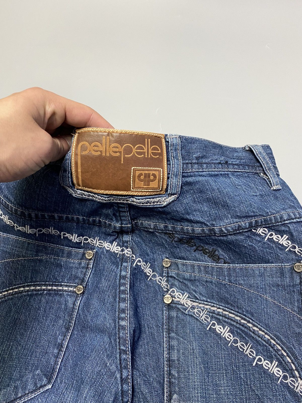 Other Pele Pell by Marc Buchanan Embroidered Logo Blue Denim Jeans Size US 30 / EU 46 - 14 Thumbnail