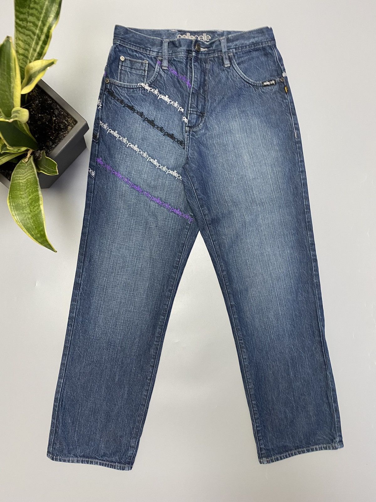 Other Pele Pell by Marc Buchanan Embroidered Logo Blue Denim Jeans Size US 30 / EU 46 - 2 Thumbnail