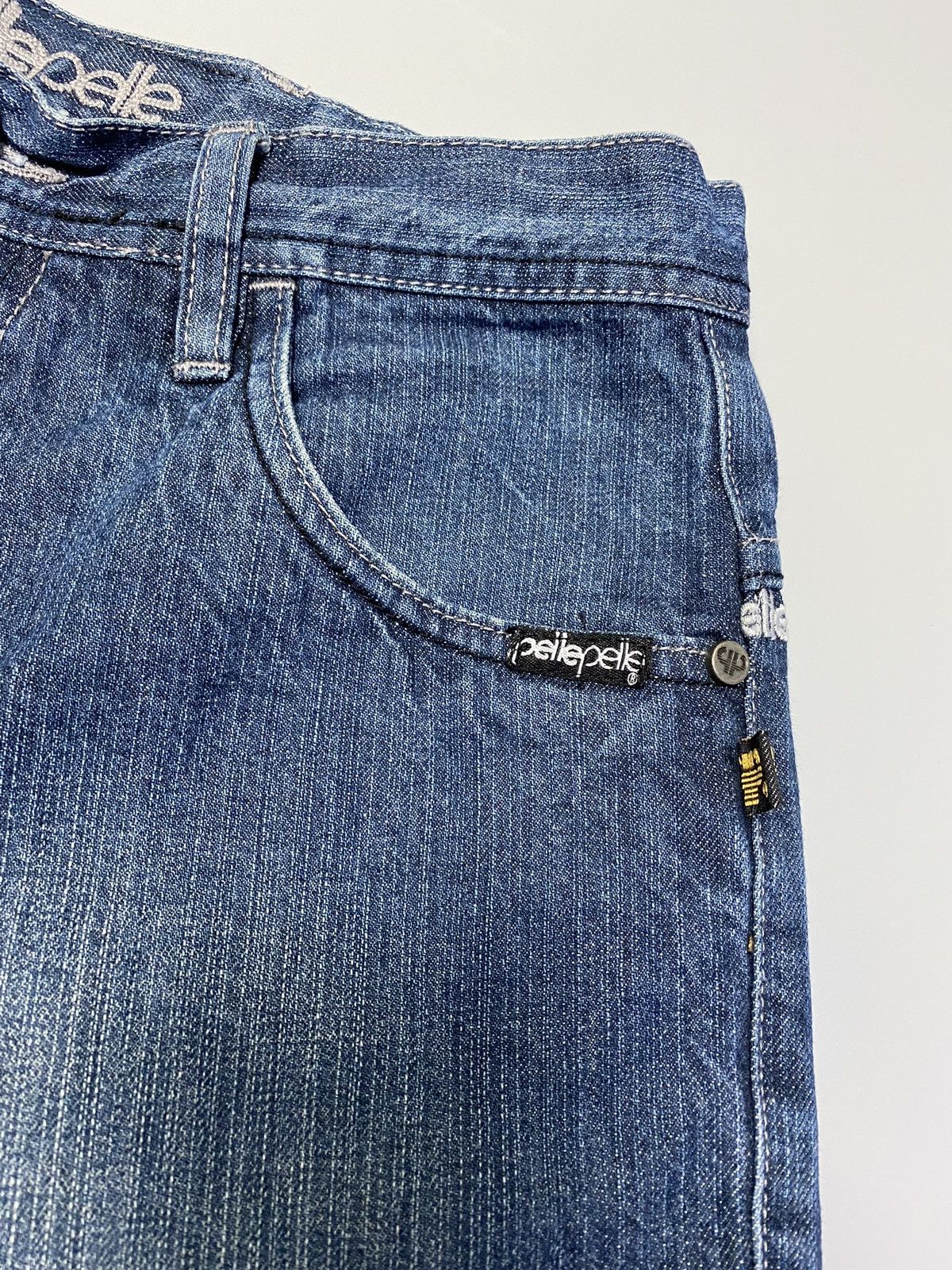 Other Pele Pell by Marc Buchanan Embroidered Logo Blue Denim Jeans Size US 30 / EU 46 - 19 Thumbnail