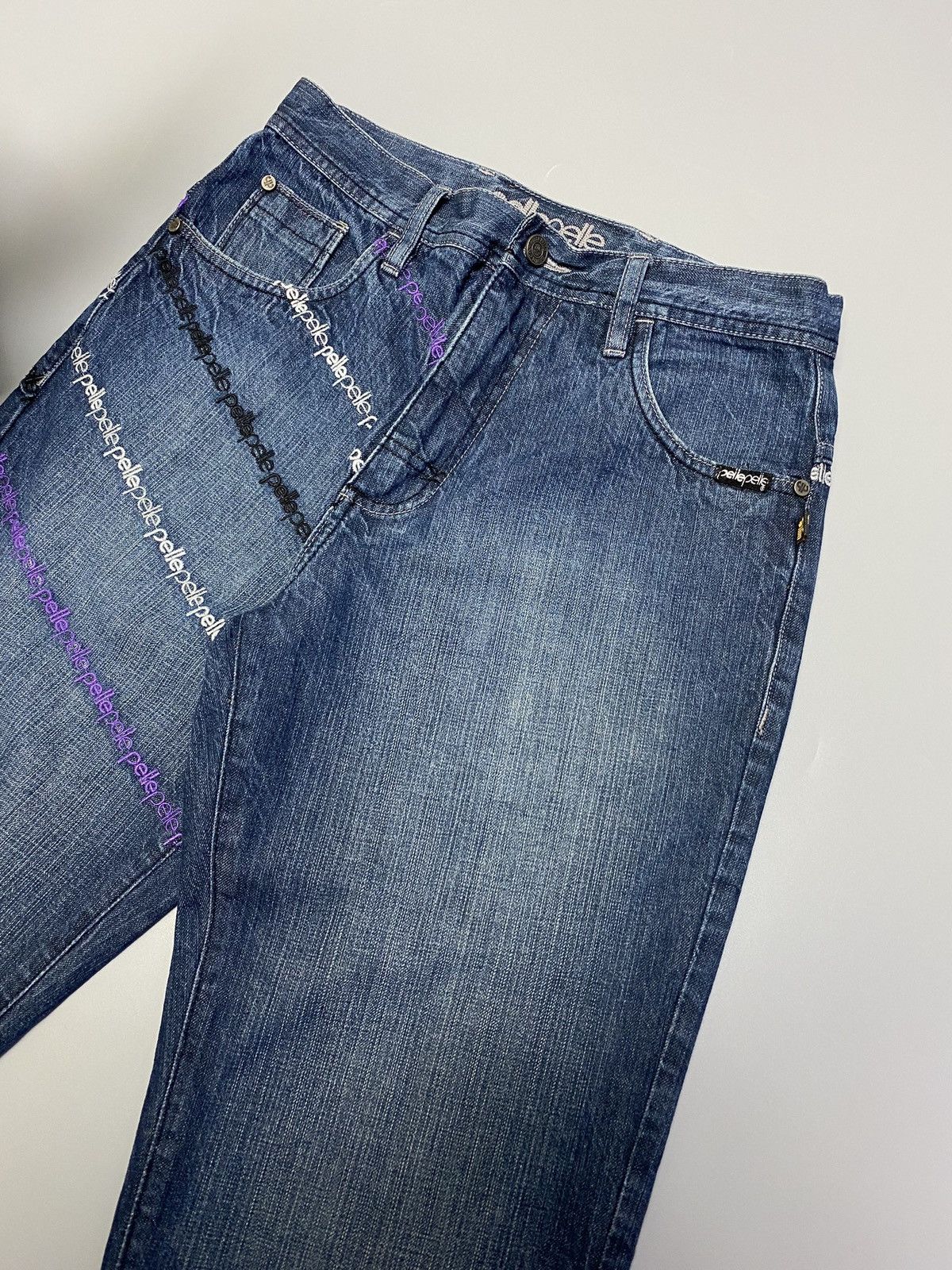 Other Pele Pell by Marc Buchanan Embroidered Logo Blue Denim Jeans Size US 30 / EU 46 - 15 Thumbnail