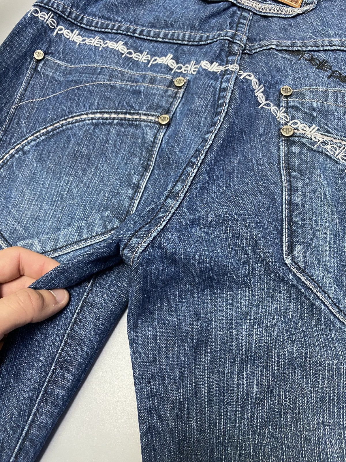 Other Pele Pell by Marc Buchanan Embroidered Logo Blue Denim Jeans Size US 30 / EU 46 - 13 Thumbnail