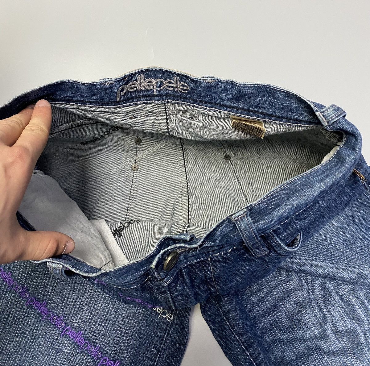 Other Pele Pell by Marc Buchanan Embroidered Logo Blue Denim Jeans Size US 30 / EU 46 - 21 Thumbnail