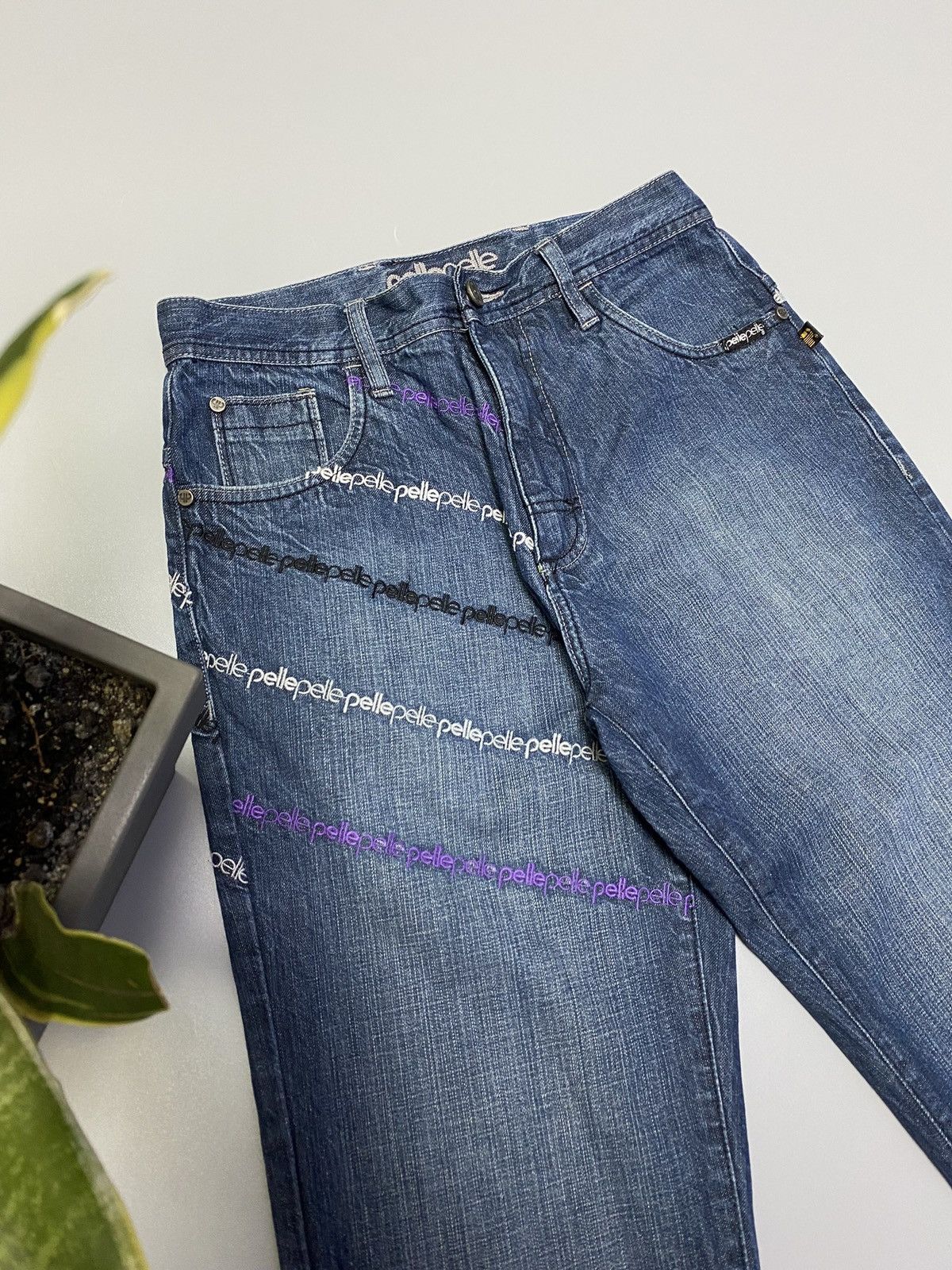 Other Pele Pell by Marc Buchanan Embroidered Logo Blue Denim Jeans Size US 30 / EU 46 - 7 Thumbnail