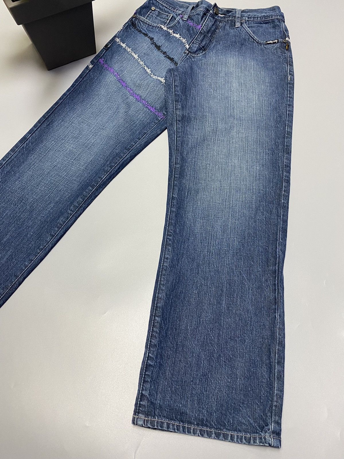 Other Pele Pell by Marc Buchanan Embroidered Logo Blue Denim Jeans Size US 30 / EU 46 - 4 Thumbnail