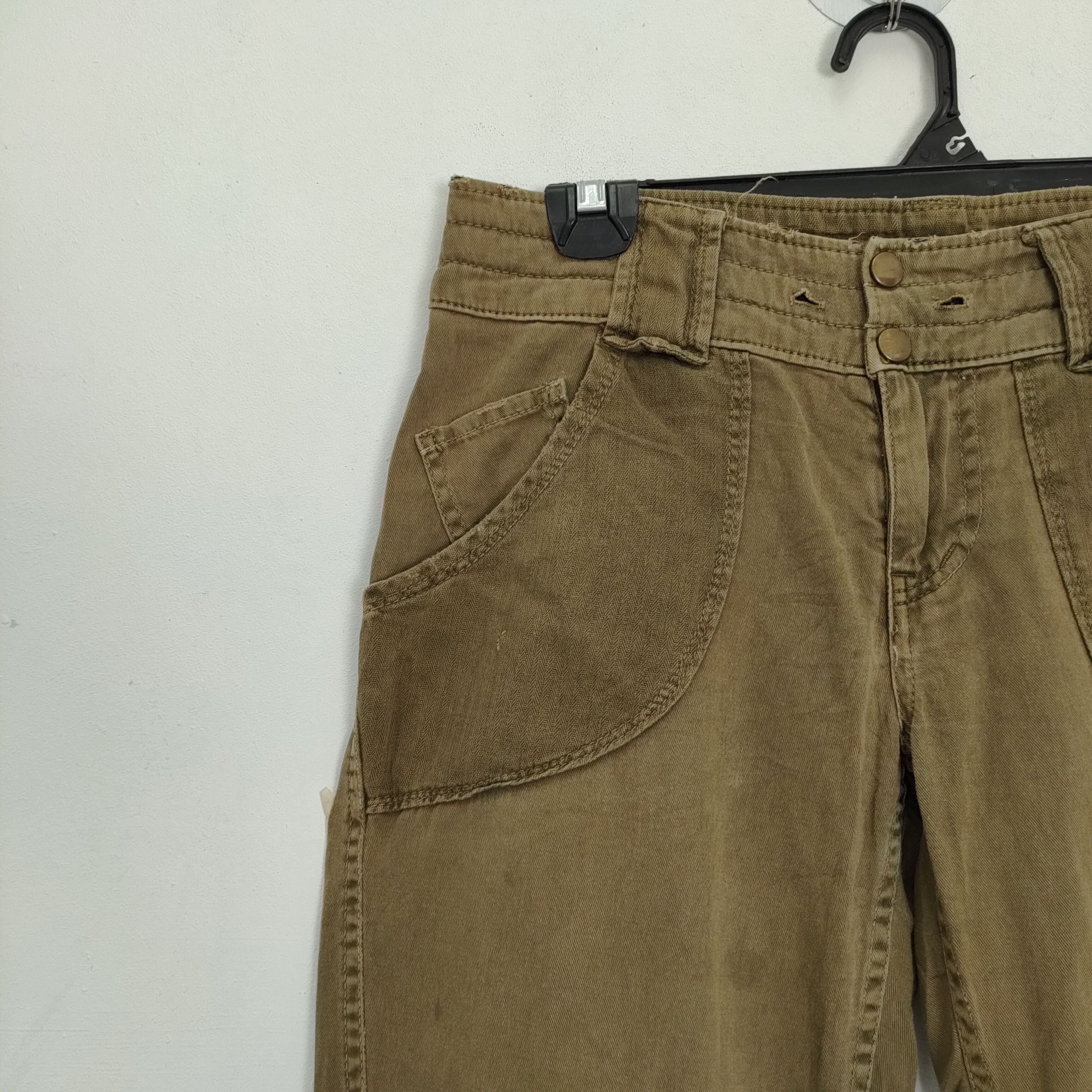 Japanese Brand VINTAGE FADED GREEN CUBE SUGAR FLARE PANTS Size US 29 - 4 Thumbnail