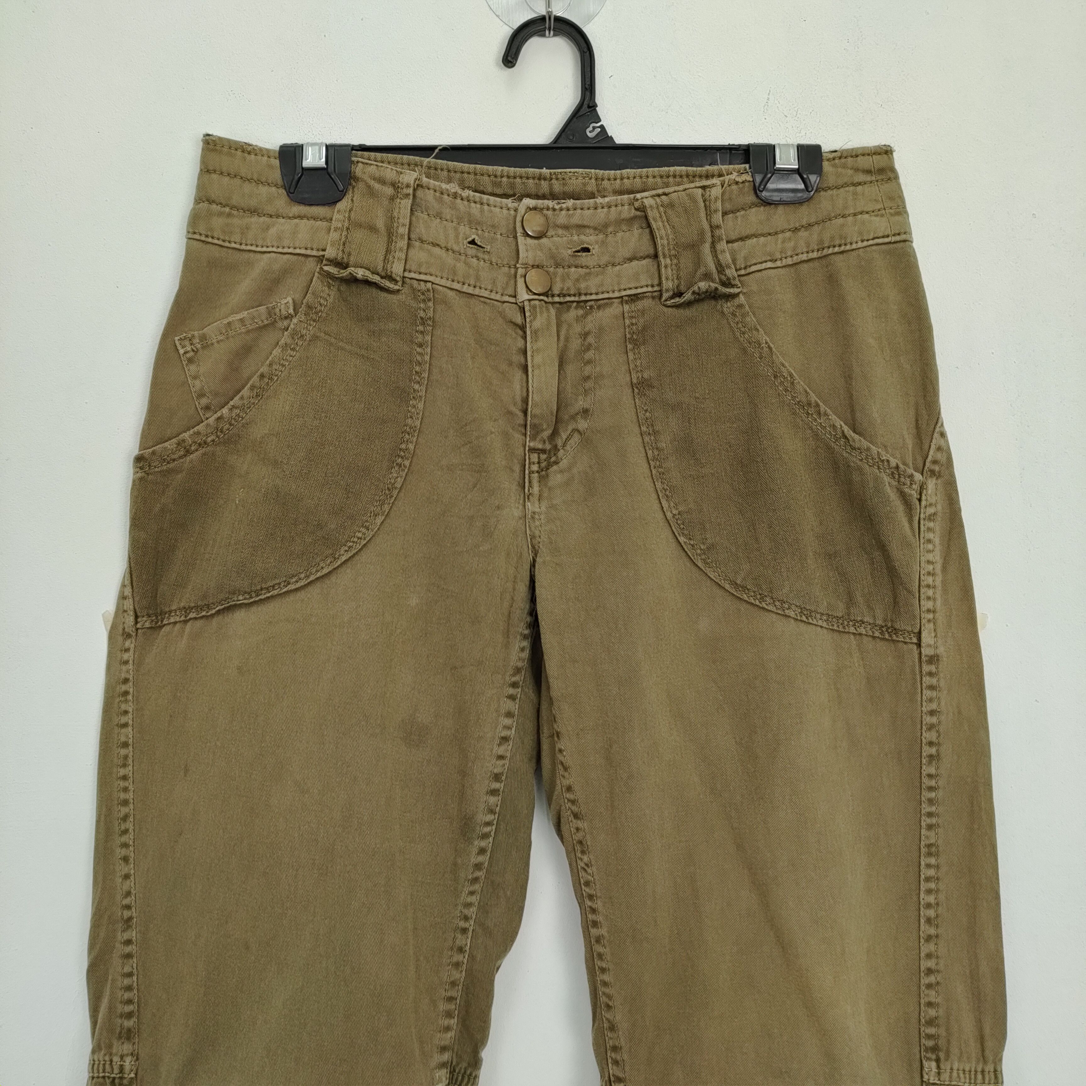 Japanese Brand VINTAGE FADED GREEN CUBE SUGAR FLARE PANTS Size US 29 - 2 Thumbnail