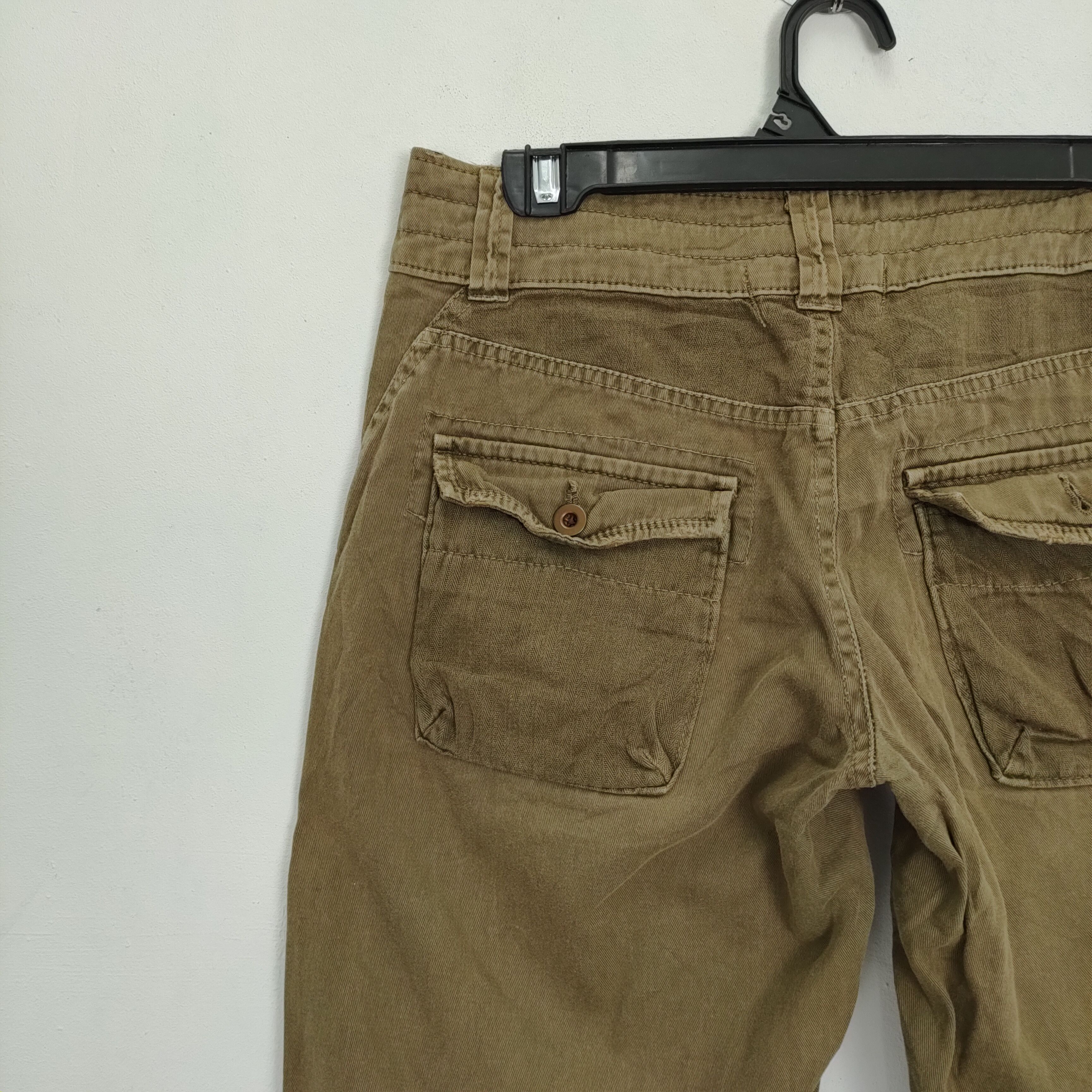 Japanese Brand VINTAGE FADED GREEN CUBE SUGAR FLARE PANTS Size US 29 - 10 Thumbnail