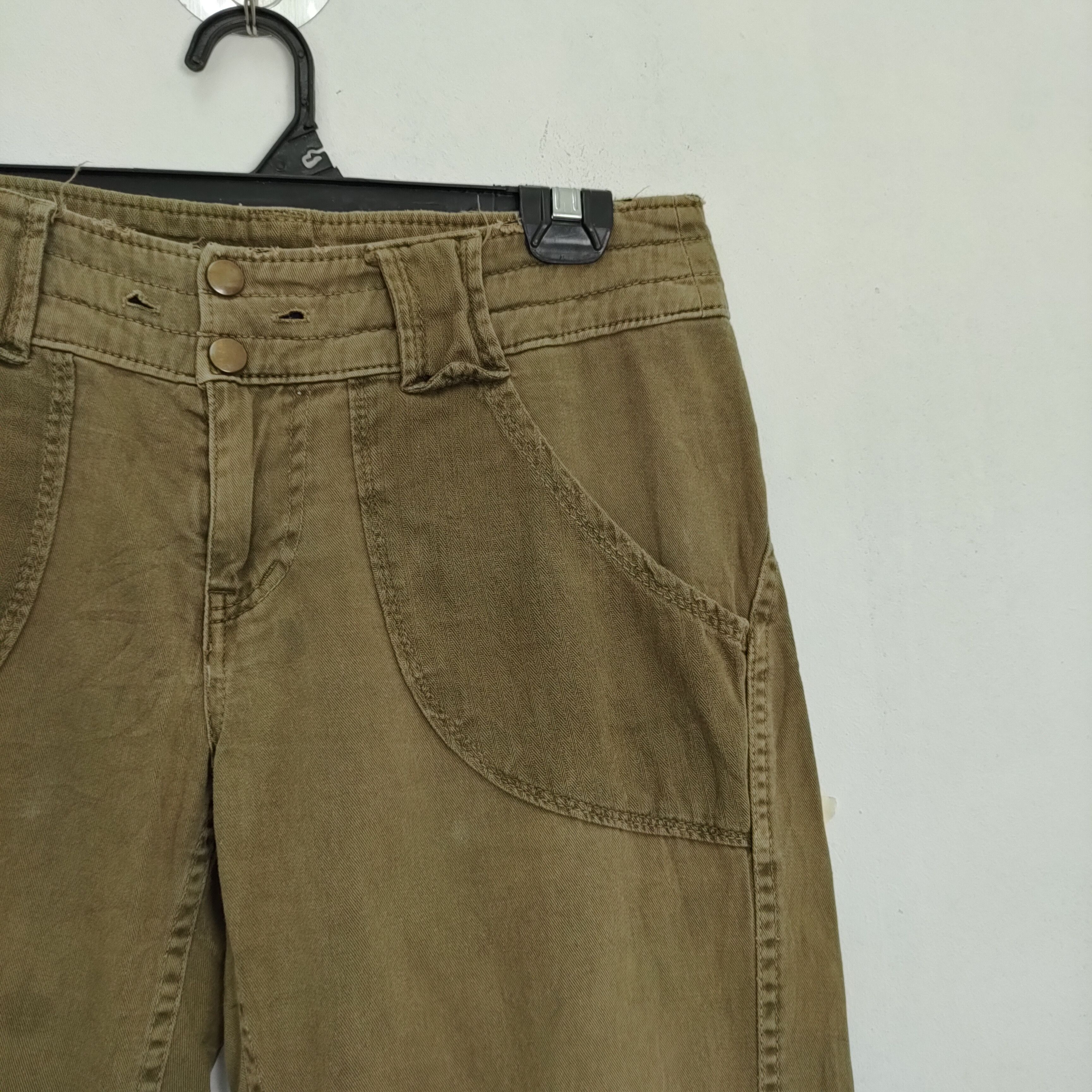 Japanese Brand VINTAGE FADED GREEN CUBE SUGAR FLARE PANTS Size US 29 - 5 Thumbnail