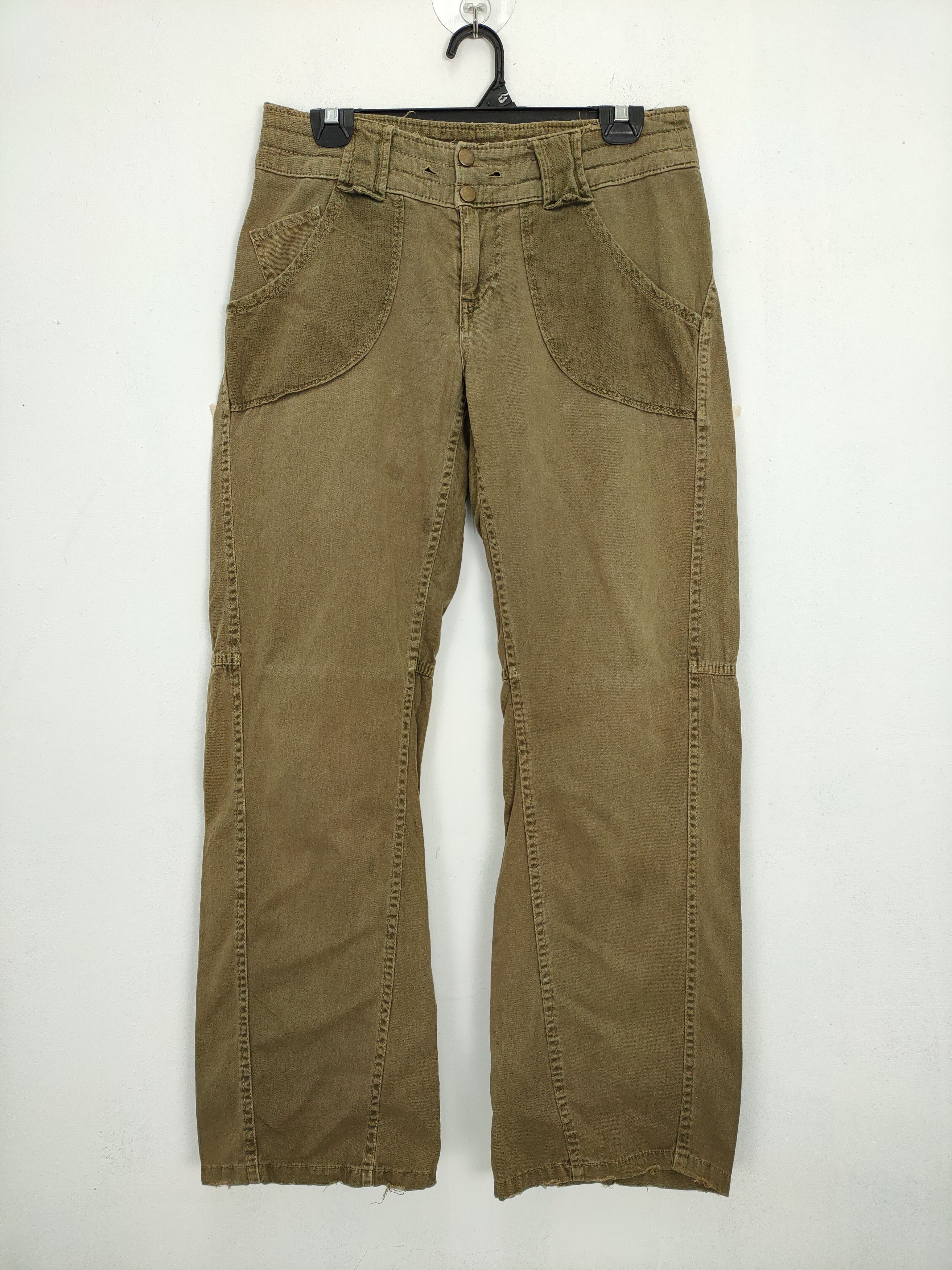 Japanese Brand VINTAGE FADED GREEN CUBE SUGAR FLARE PANTS Size US 29 - 1 Thumbnail