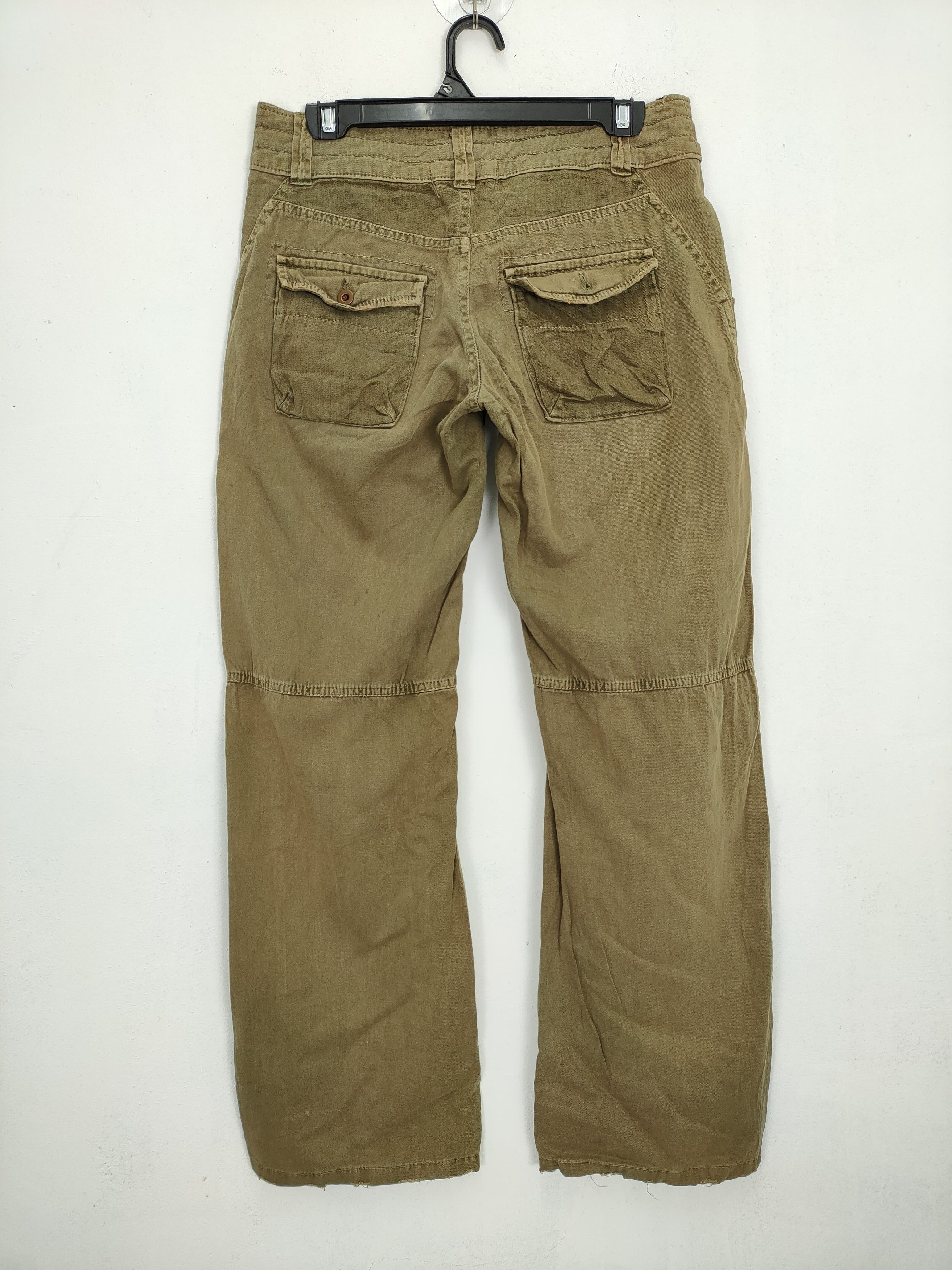 Japanese Brand VINTAGE FADED GREEN CUBE SUGAR FLARE PANTS Size US 29 - 6 Thumbnail