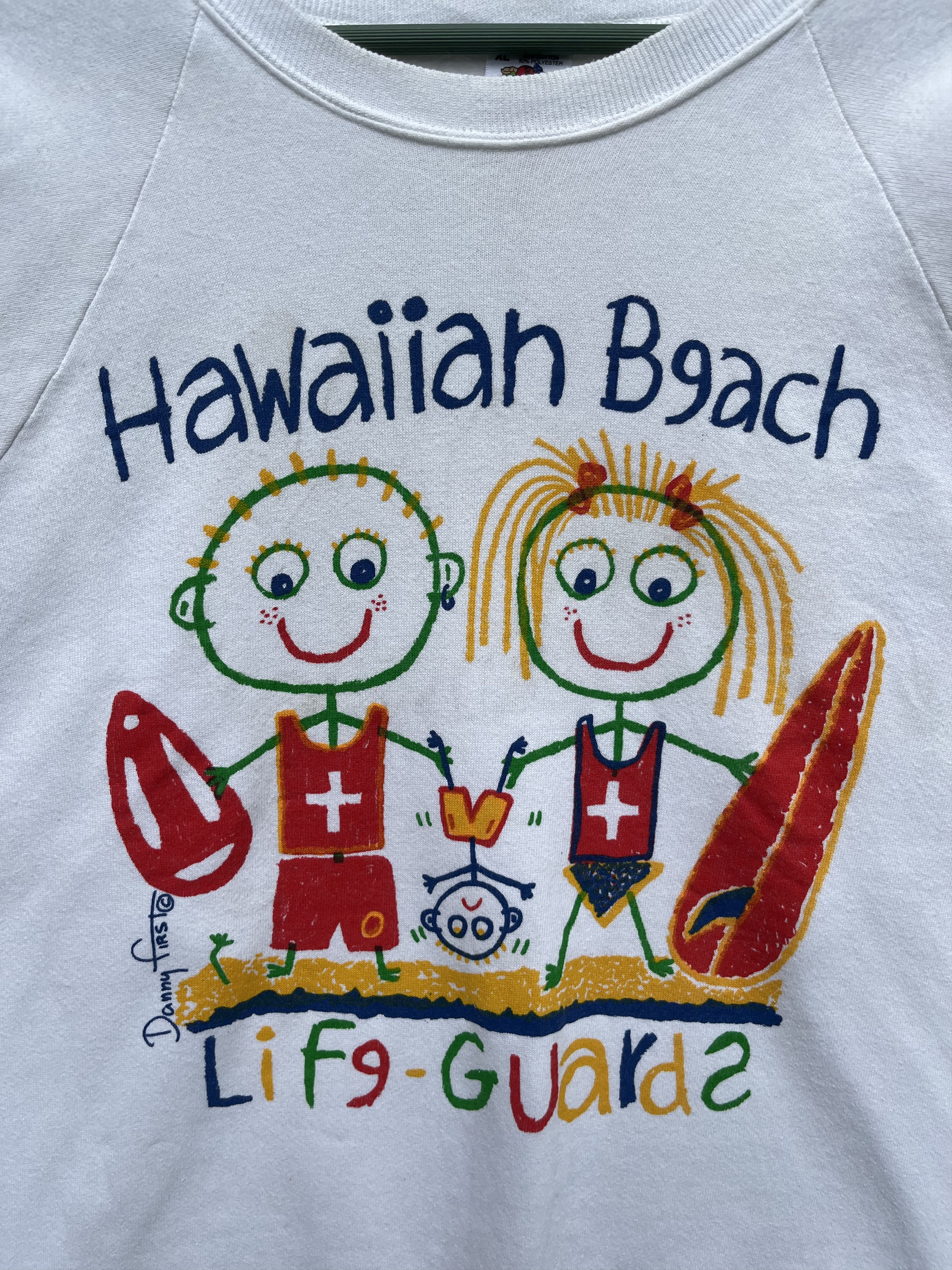 Fruit Of The Loom Vintage 90s Danny First Hawaii Lifeguard Art Sweatshirt Size US XL / EU 56 / 4 - 3 Thumbnail