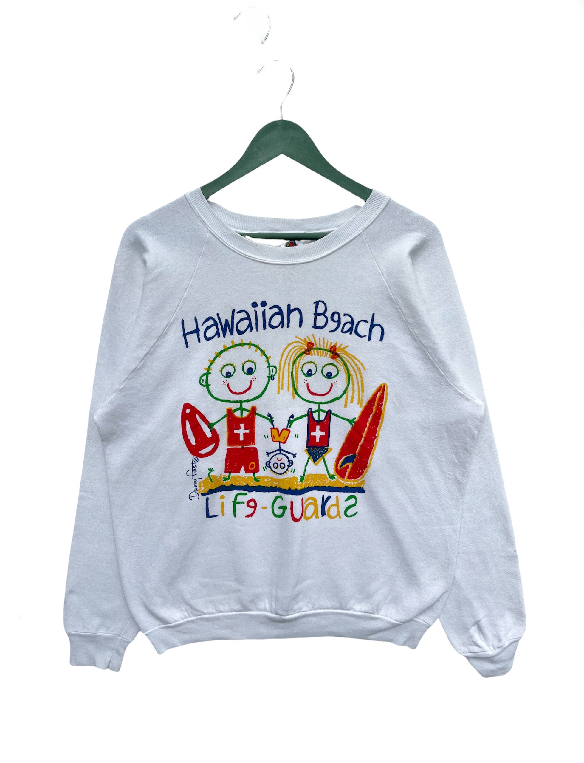 Fruit Of The Loom Vintage 90s Danny First Hawaii Lifeguard Art Sweatshirt Size US XL / EU 56 / 4 - 1 Thumbnail