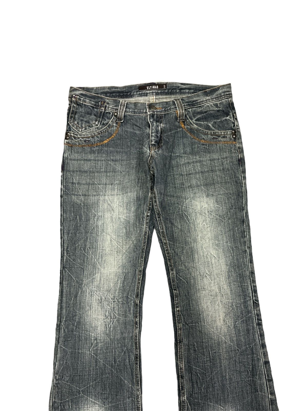Japanese Brand FLARED💥ULTIMAX DISTRESSED DENIM PANT Size US 32 / EU 48 - 2 Thumbnail