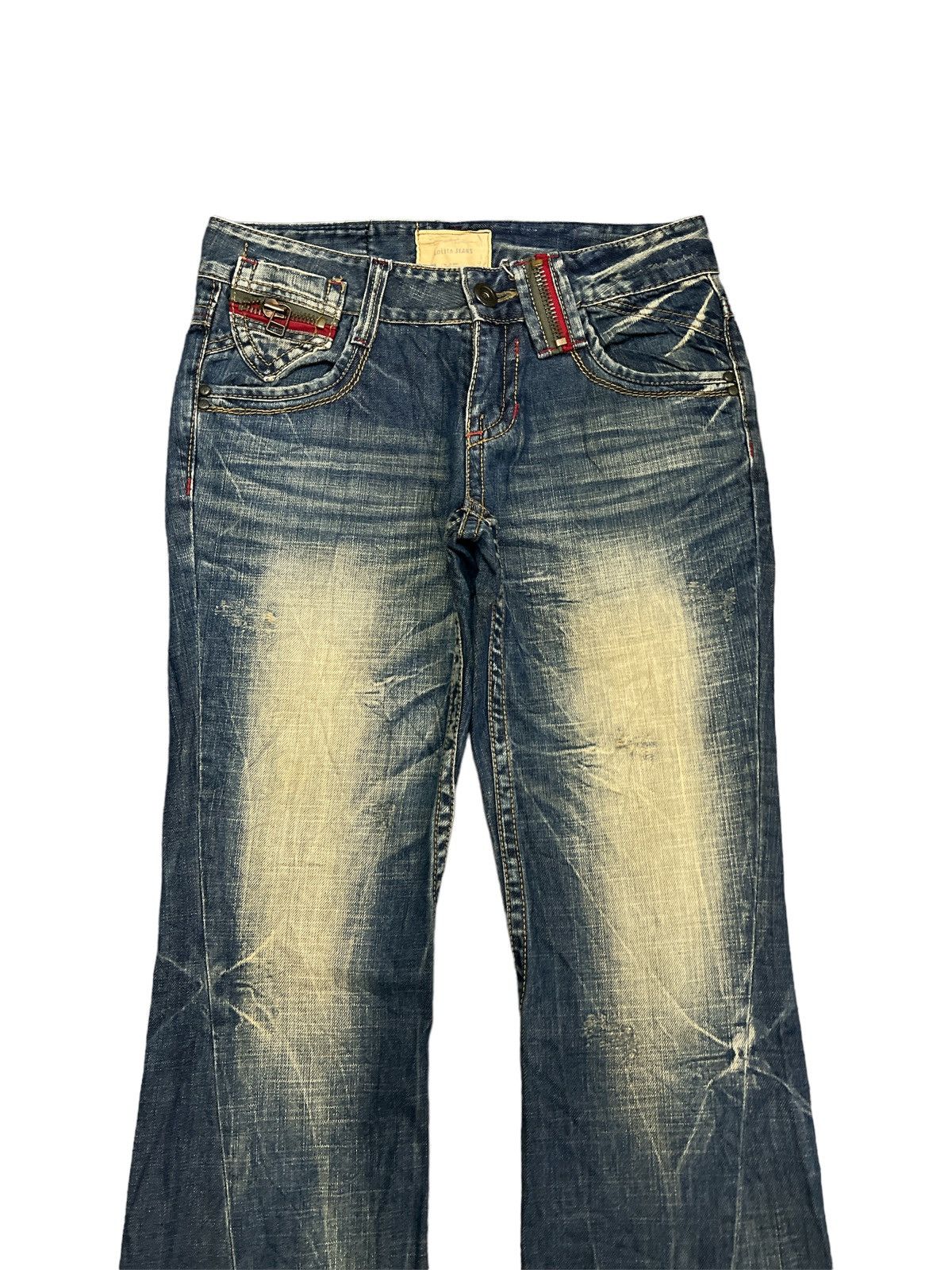 Japanese Brand × Vintage FLARED💥LOLITA JEANS DISTRESSED TWIST DENIM PANT Size US 30 / EU 46 - 2 Thumbnail