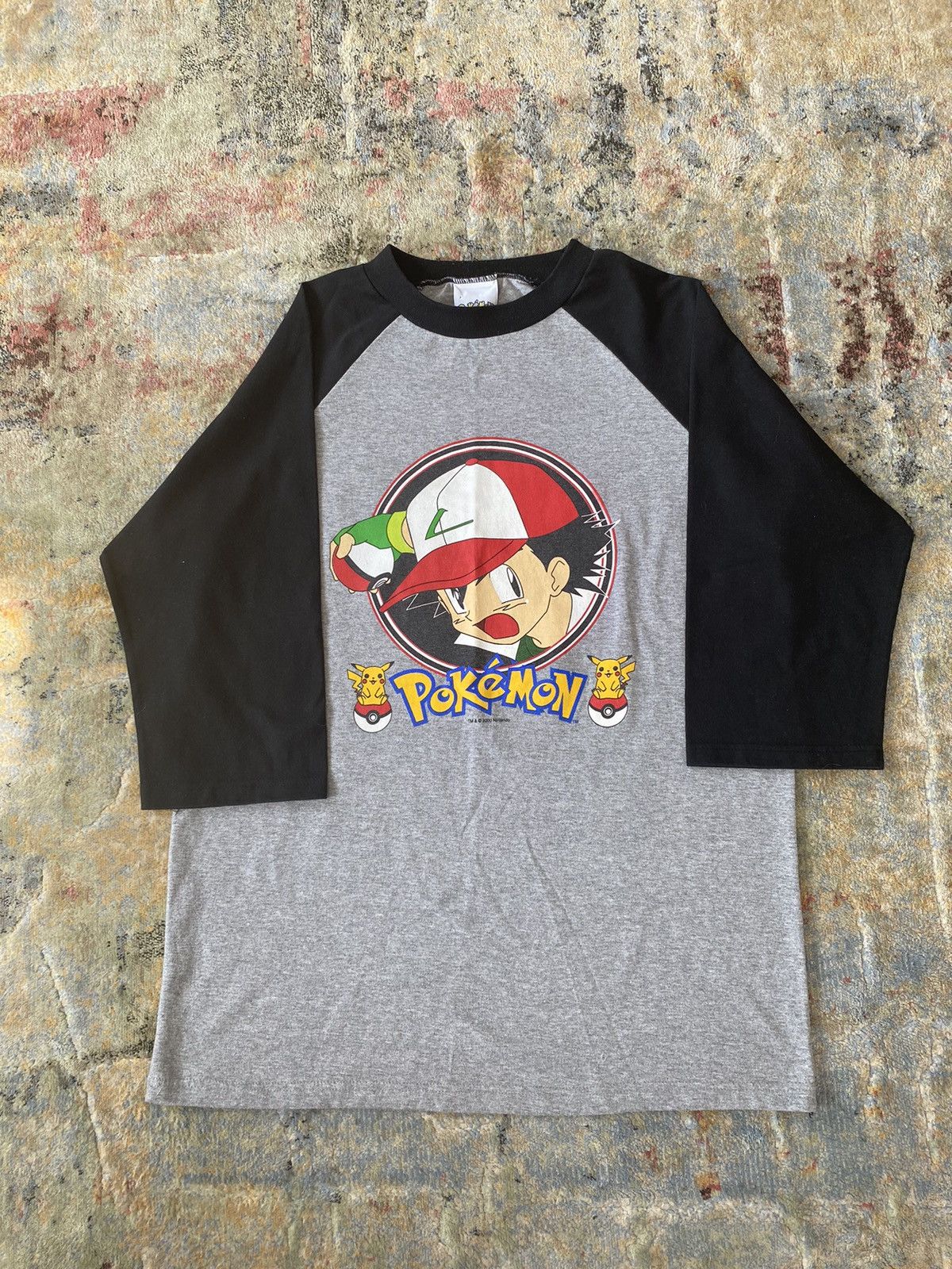 Vintage 2000 Grey Pokemon Double Sided Ash Graphic Tee Shirt