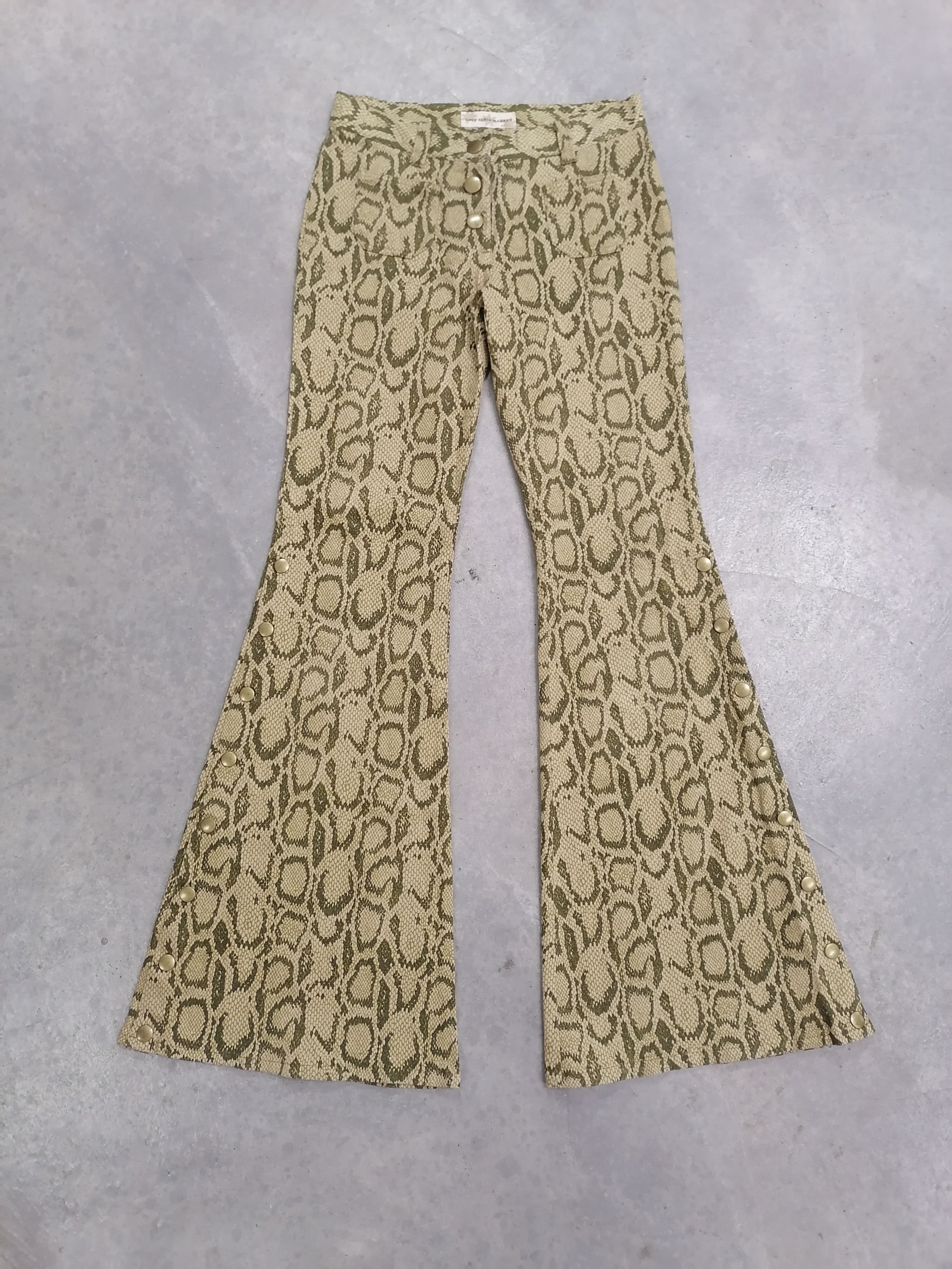 Japanese Brand × Vintage Flare Python Jacquard Button Ankle LGM Pants Size 26" / US 2 / IT 38 - 2 Thumbnail