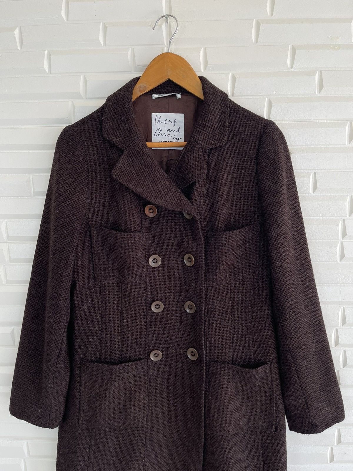 Moschino Vtg TWEED MOSHINO Cheap and Chic Double Breast Trench Coat Size M / US 6-8 / IT 42-44 - 2 Thumbnail