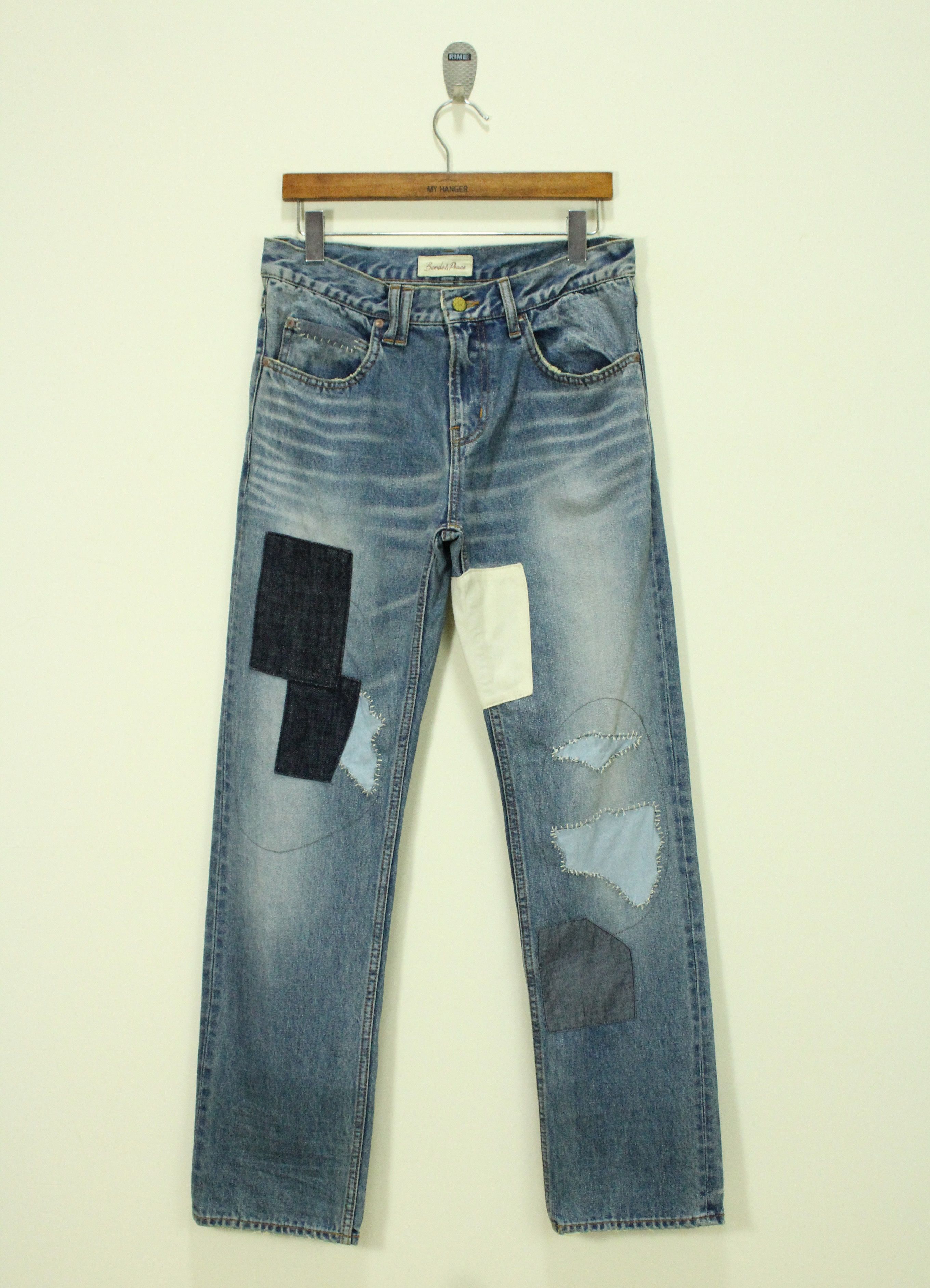 Nirvana BONDS AND PEACE Denim Patchwork Kurt Cobain Grunge Size US 30 / EU 46 - 3 Thumbnail